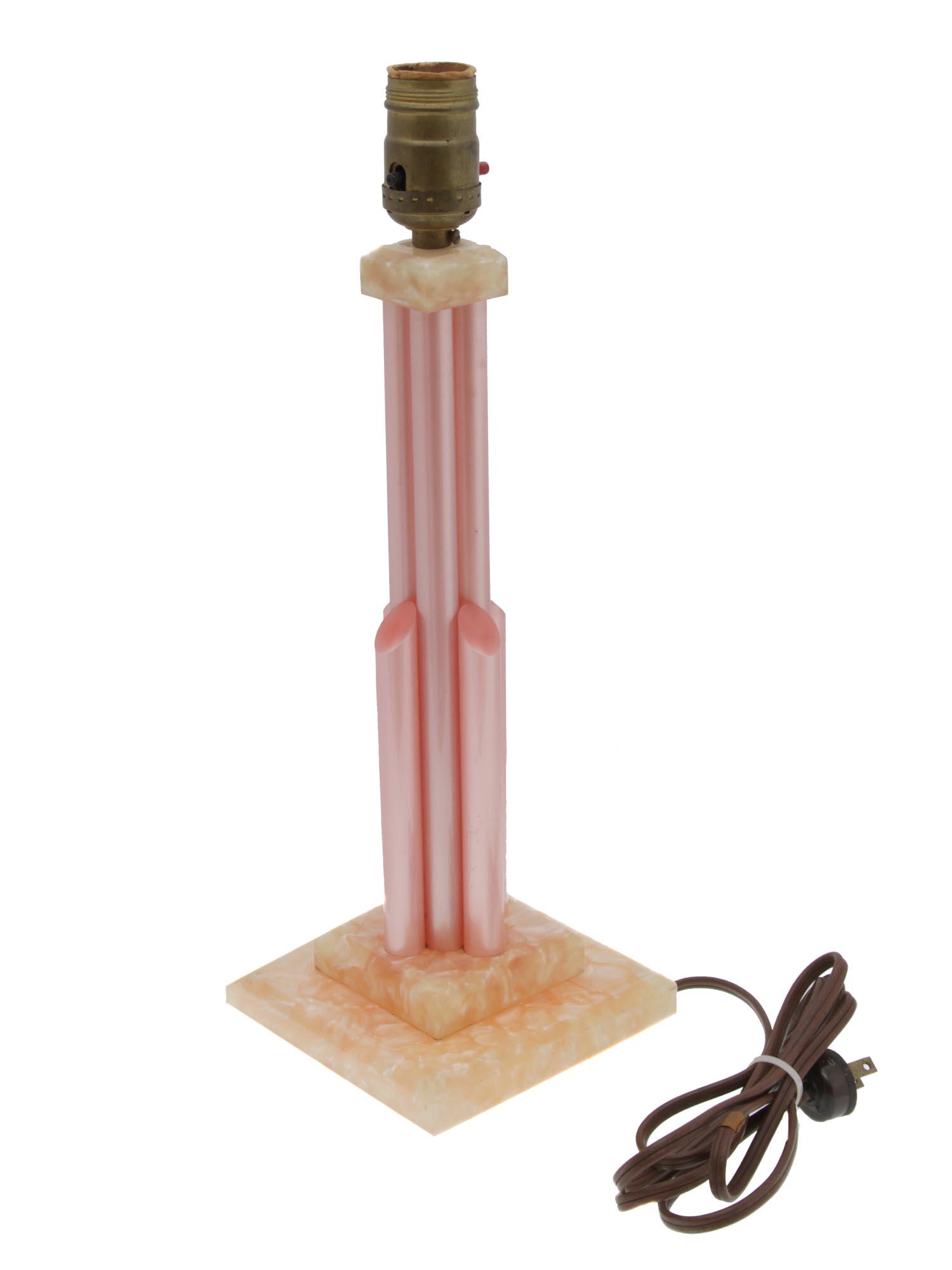 A VINTAGE LAMP WITH A ROSE QUARTZ STAND (1 of 3)