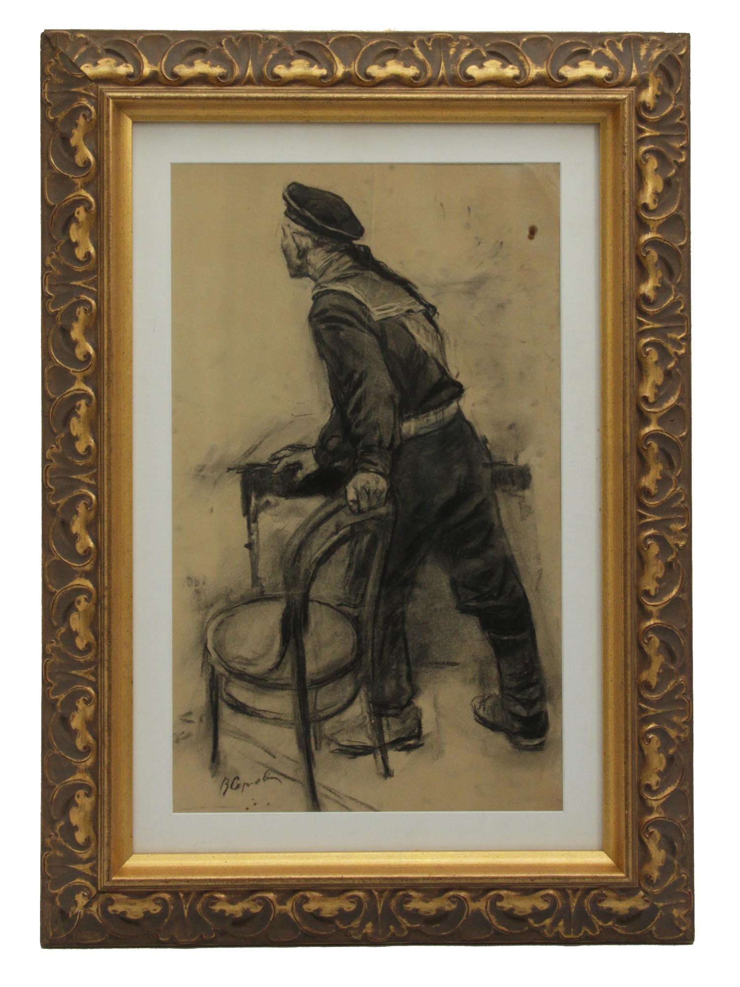 A RUSSIAN CHARCOAL PAINTING BY VLADIMIR SEROV (1 of 4)