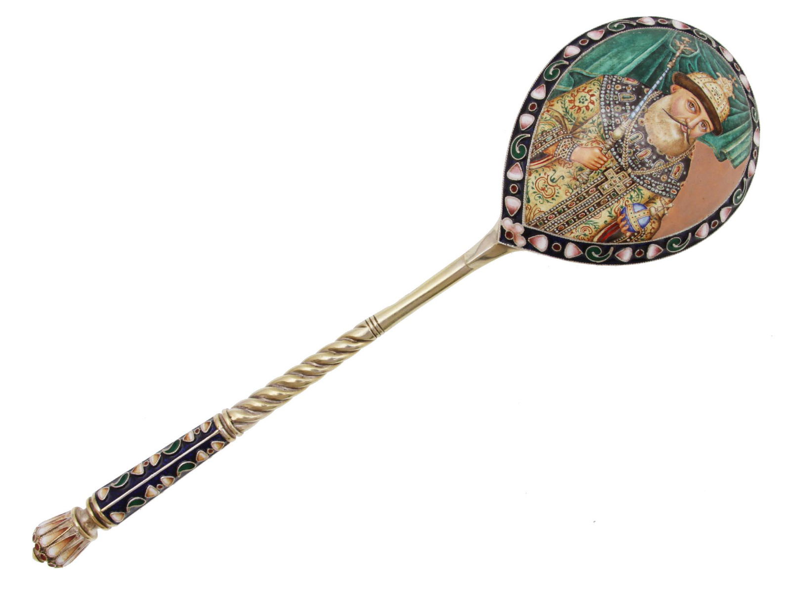 A RUSSIAN SILVER ENAMEL SPOON MIKHAIL ROMANOV (1 of 5)