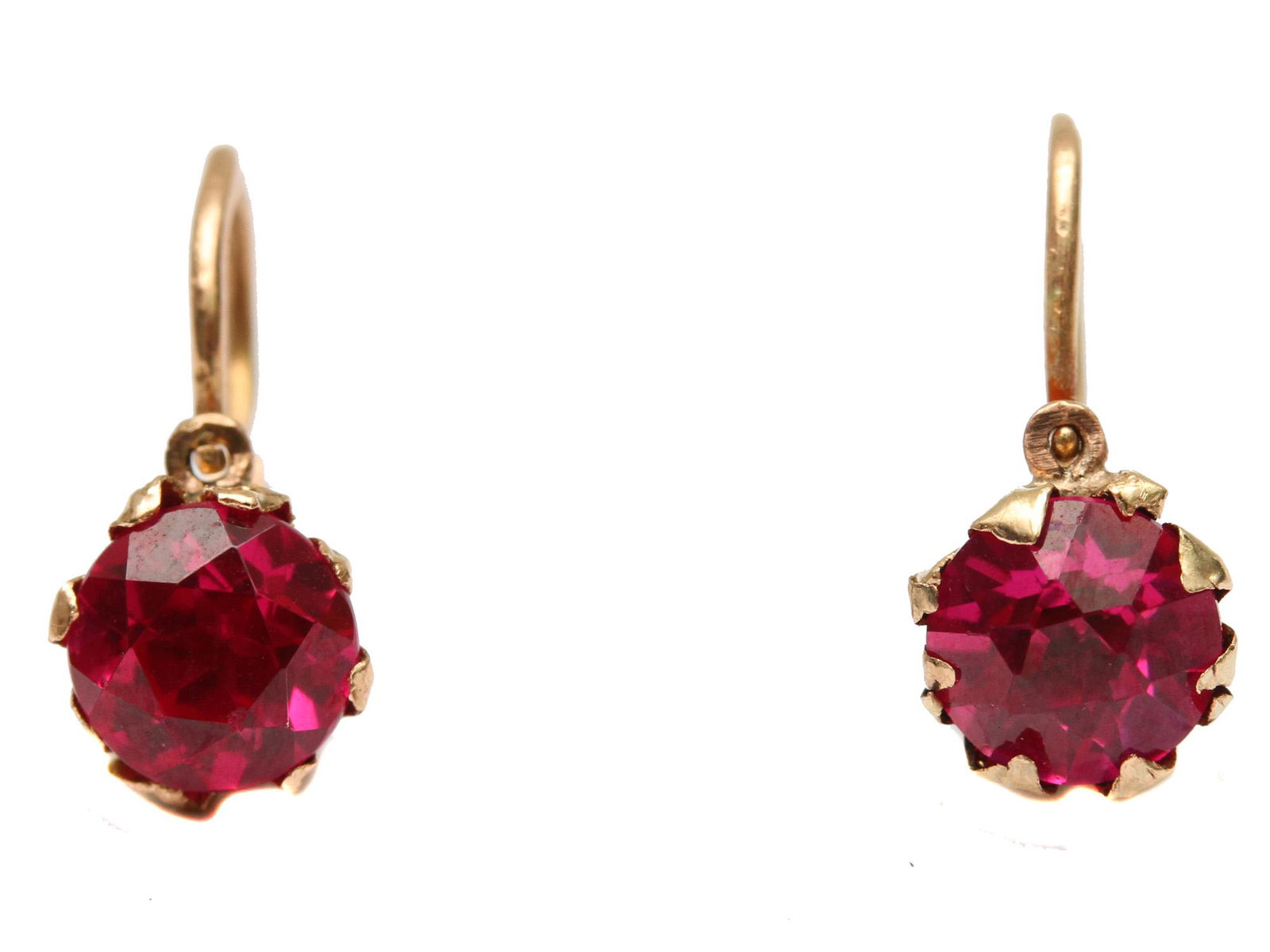 A PAIR OF ANTIQUE RUSSIAN ROSE GOLD EARRINGS (1 of 4)