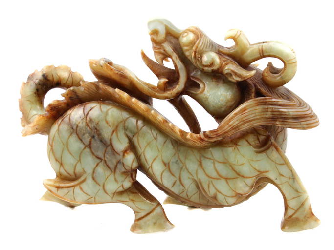A Vintage Chinese Carved Jade Dragon Figurine
