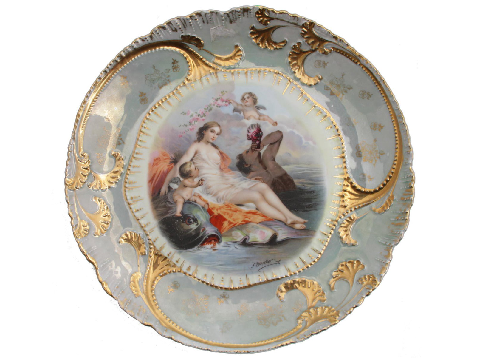 AN ANTIQUE FRENCH PORCELAIN CABINET PLATE CA 1900 (1 of 3)
