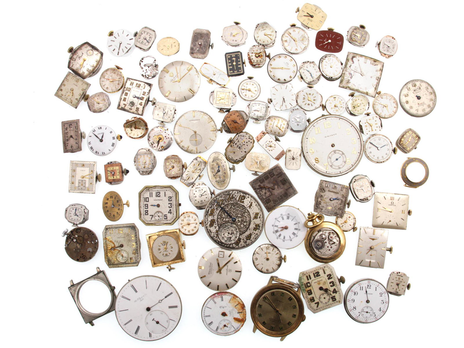 A VINTAGE WATCH FACES WALTHAM OMEGA BULOVA TIMEX (1 of 4)