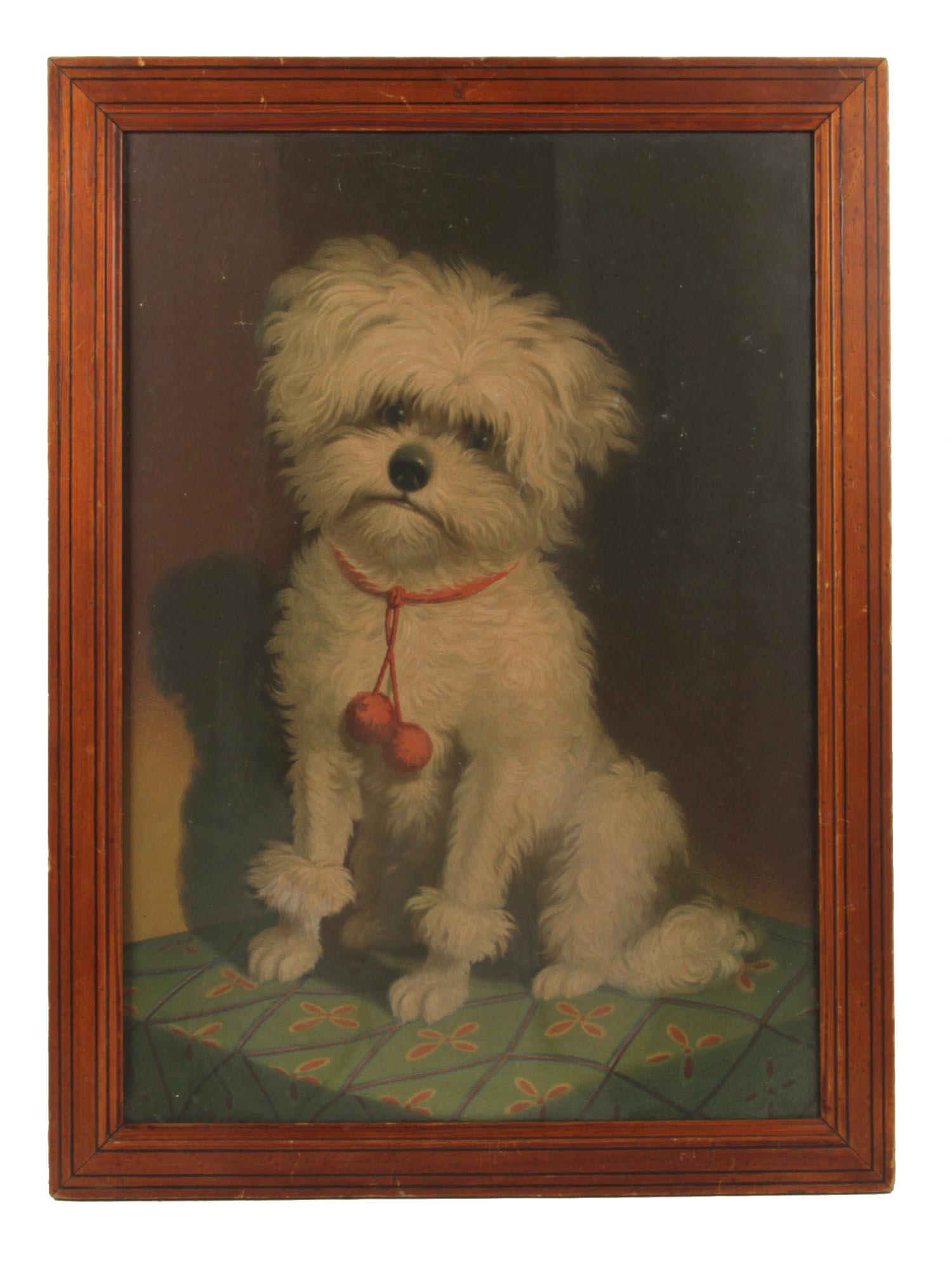 A VINTAGE AFTER CARL REICHERT PRINT OF A DOG (1 of 2)