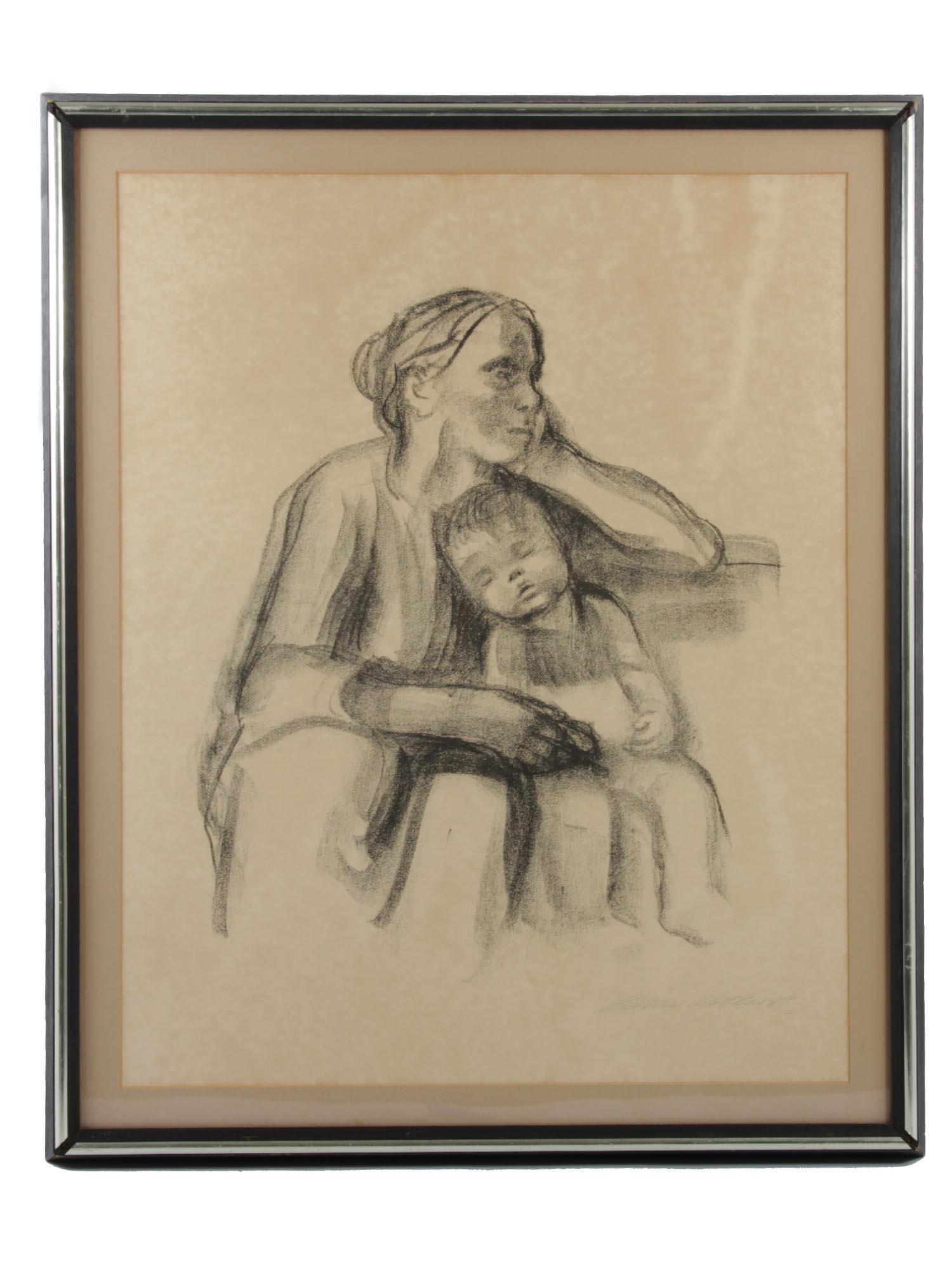 A SIGNED WITH PLATE PRINT BY KATHE KOLLWITZ (1 of 4)