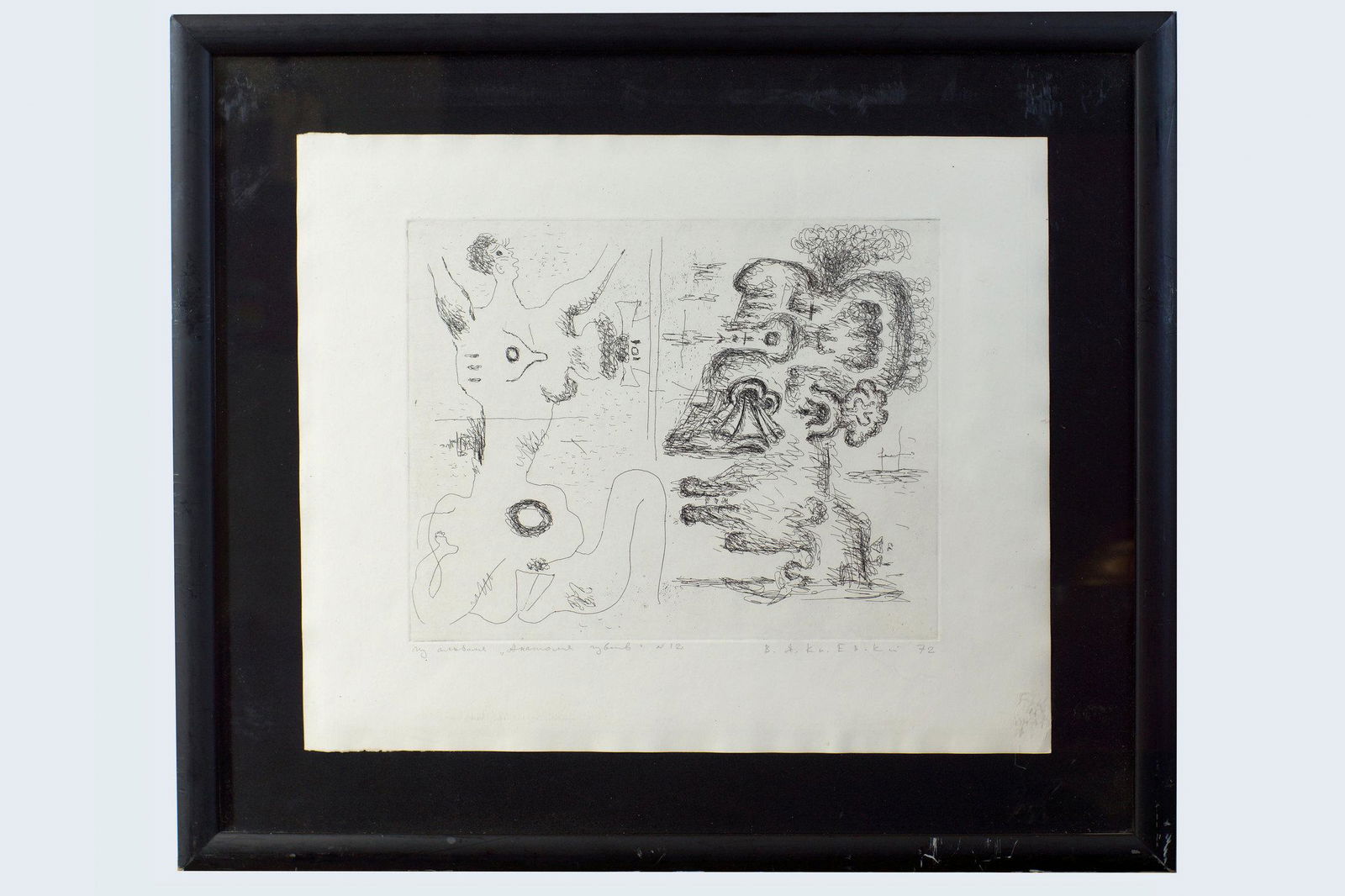 A RUSSIAN NONCONFORMIST ETCHING BY V. YANKILEVSKY (1 of 5)