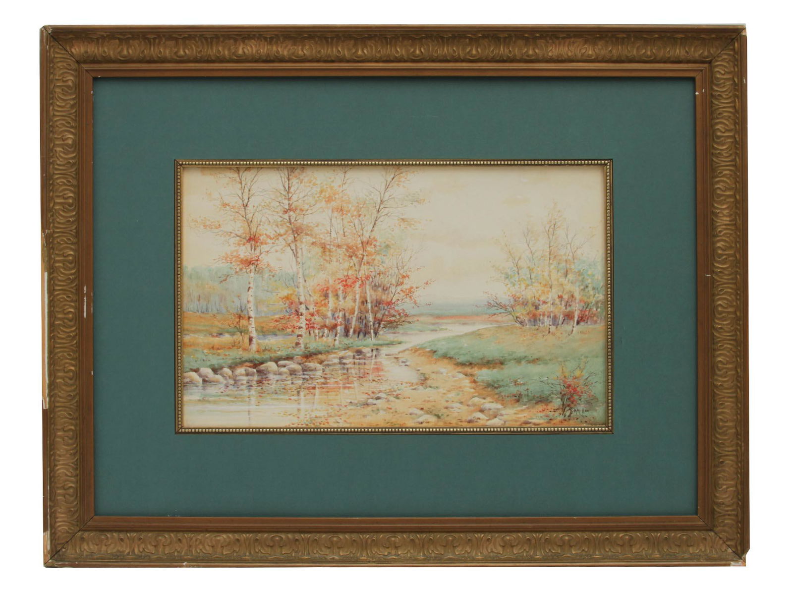 A WATERCOLOR ON PAPER PAINTING SIGNED B.M. MILLER (1 of 4)