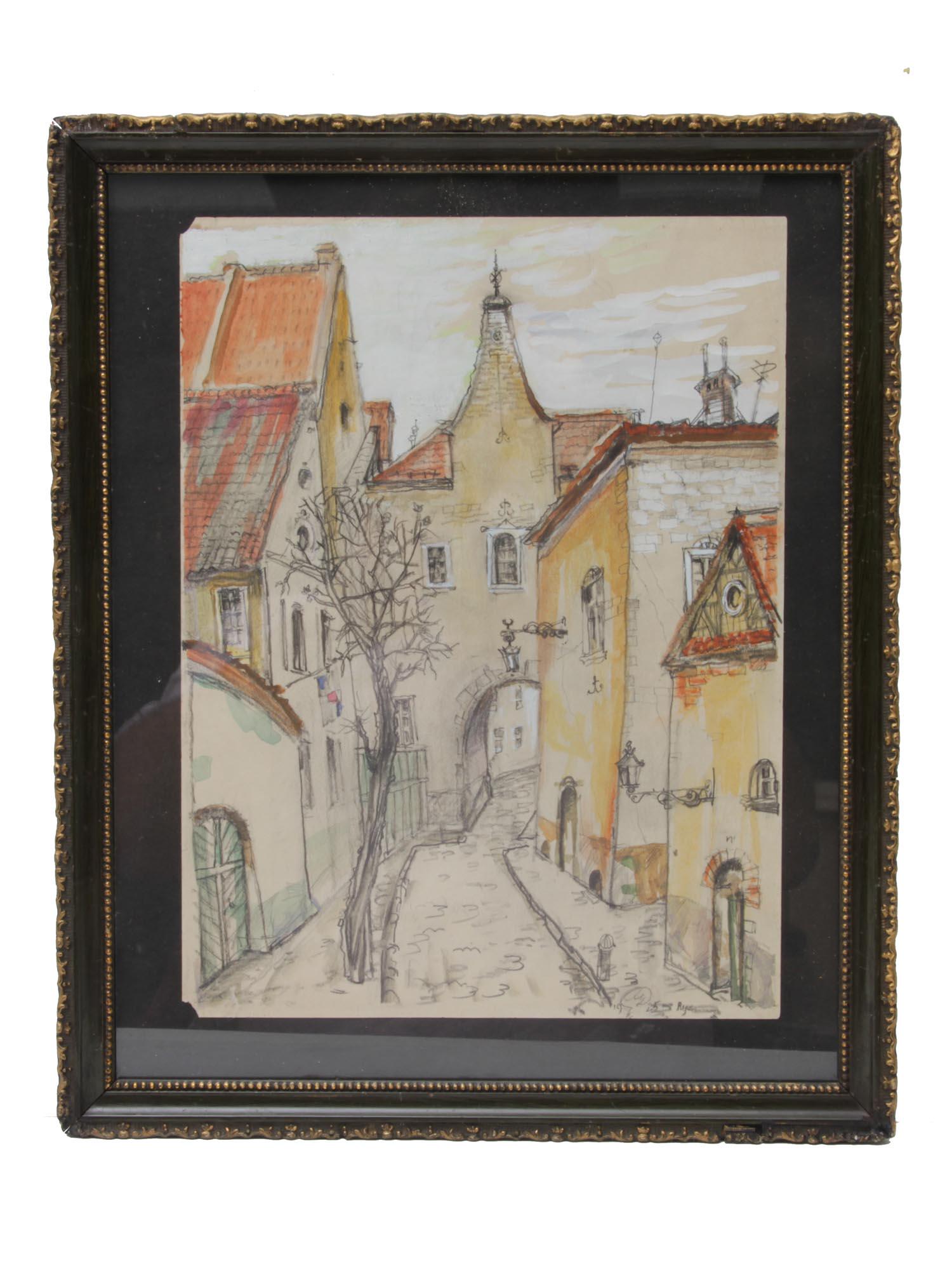 RUSSIAN WATERCOLOR PENCIL PAINTING BY DOBUZHINSKI (1 of 5)