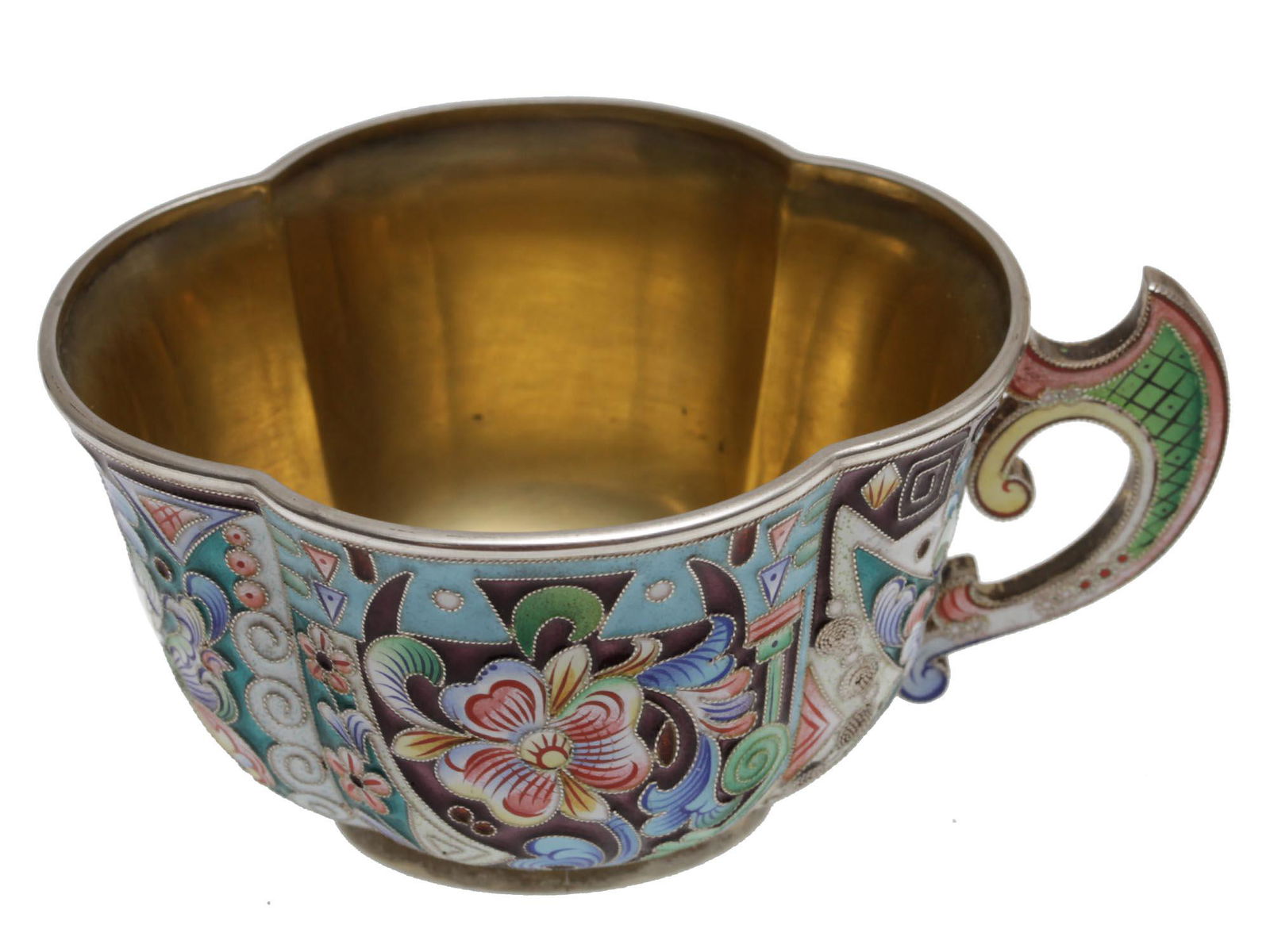 A RUSSIAN SILVER & ENAMELED TEA CUP (1 of 7)