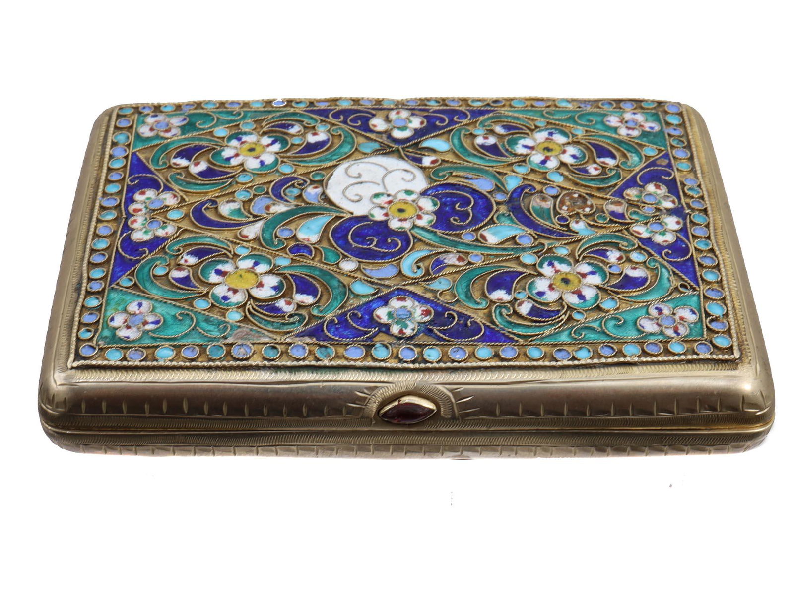 A RUSSIAN SILVER AND ENAMEL CIGARETTE CASE 19TH C (1 of 6)