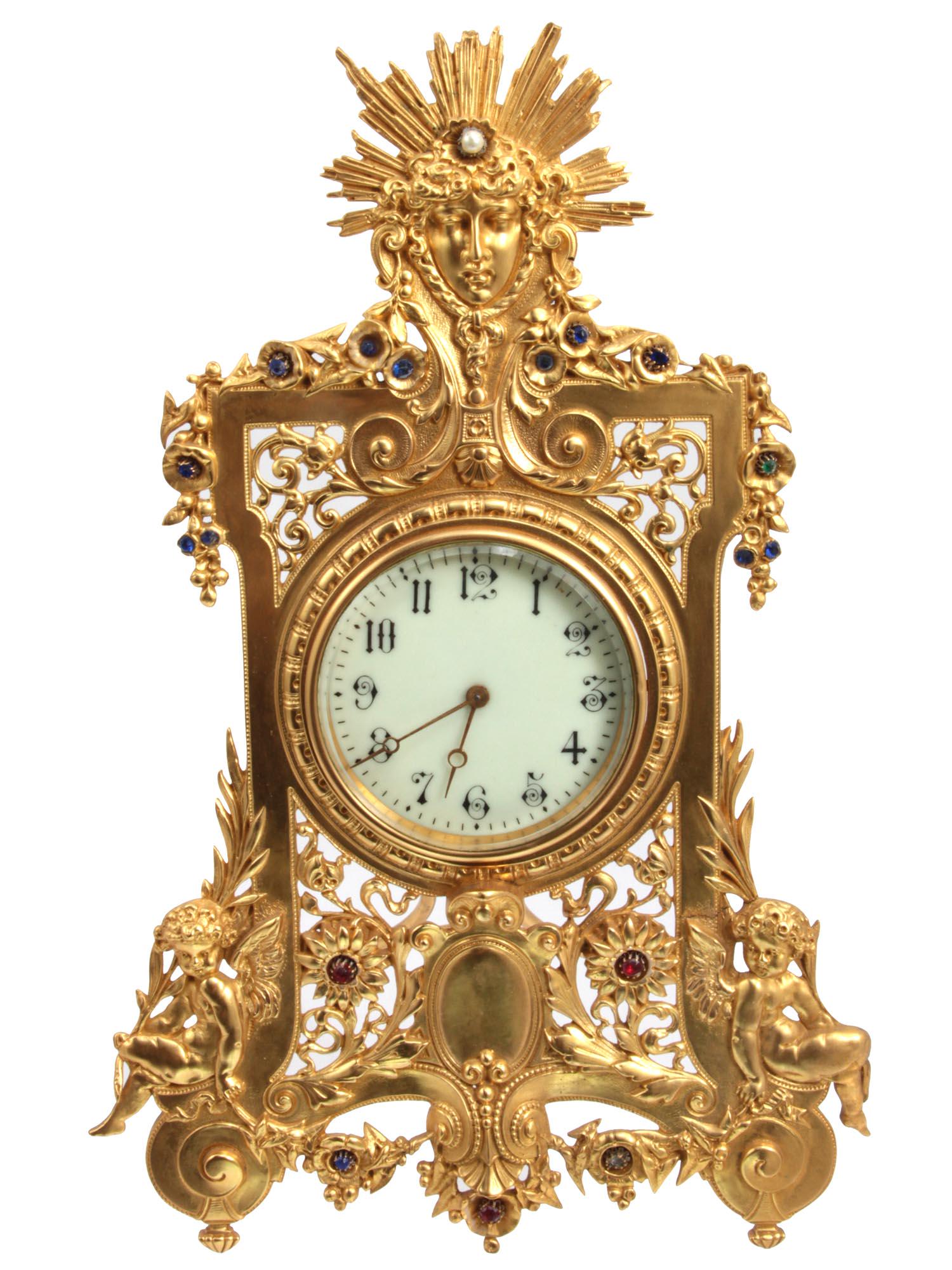 A GILT-BRONZE ENGLISH CLOCK, LATE 19TH C. (1 of 6)