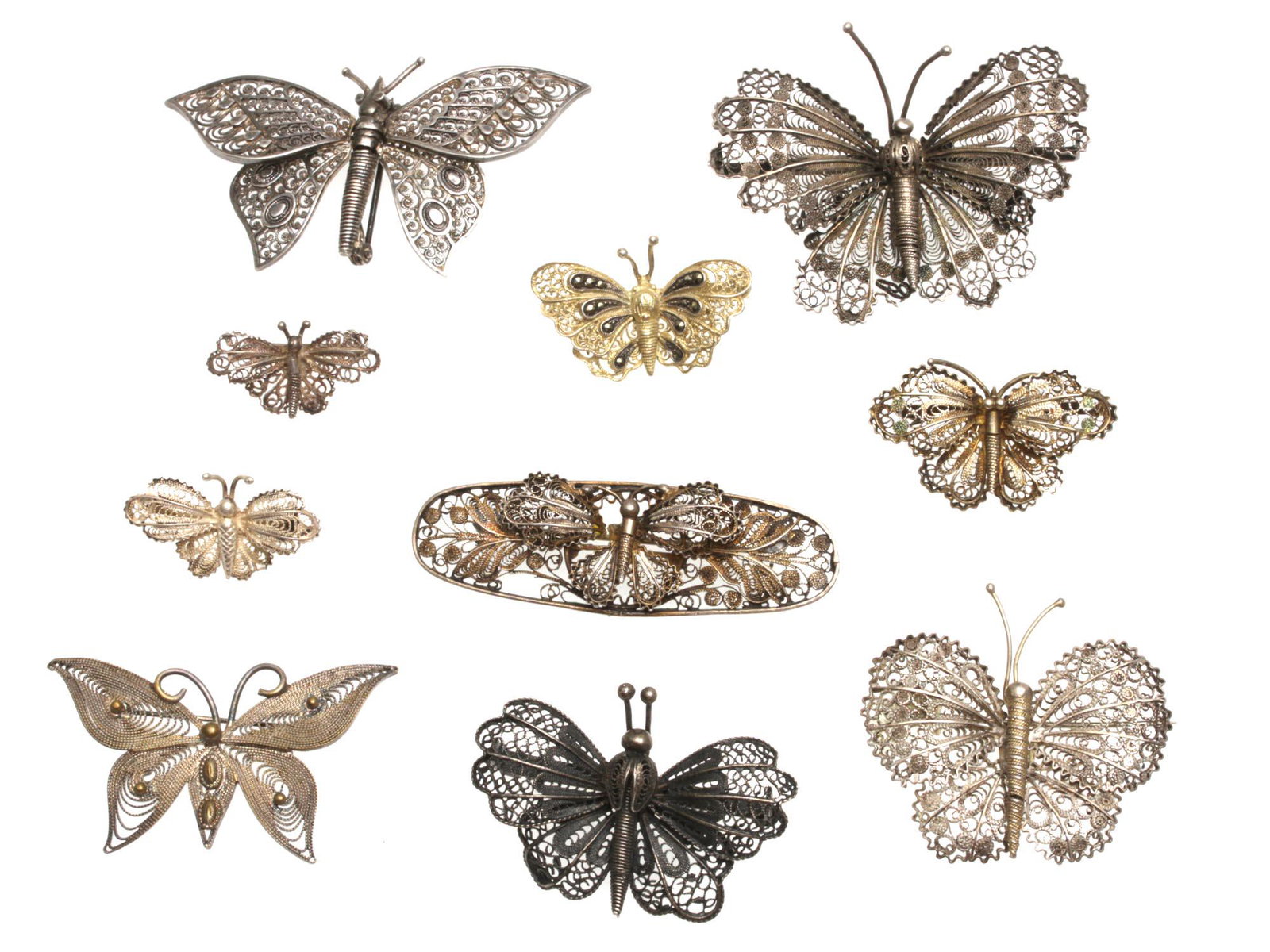 VINTAGE JEWELRY FILIGREE BUTTERFLY SILVER BROOCHE (1 of 13)