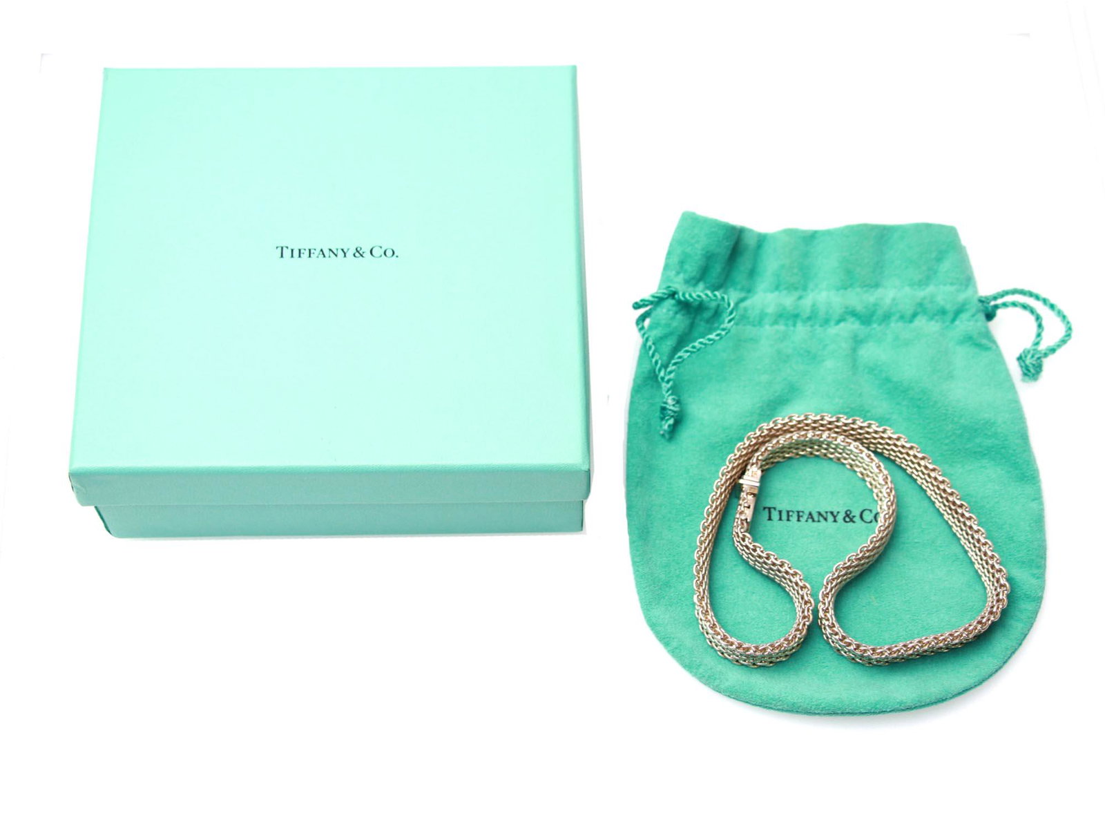 A TIFFANY & CO VINTAGE SILVER MESH NECKLACE (1 of 5)