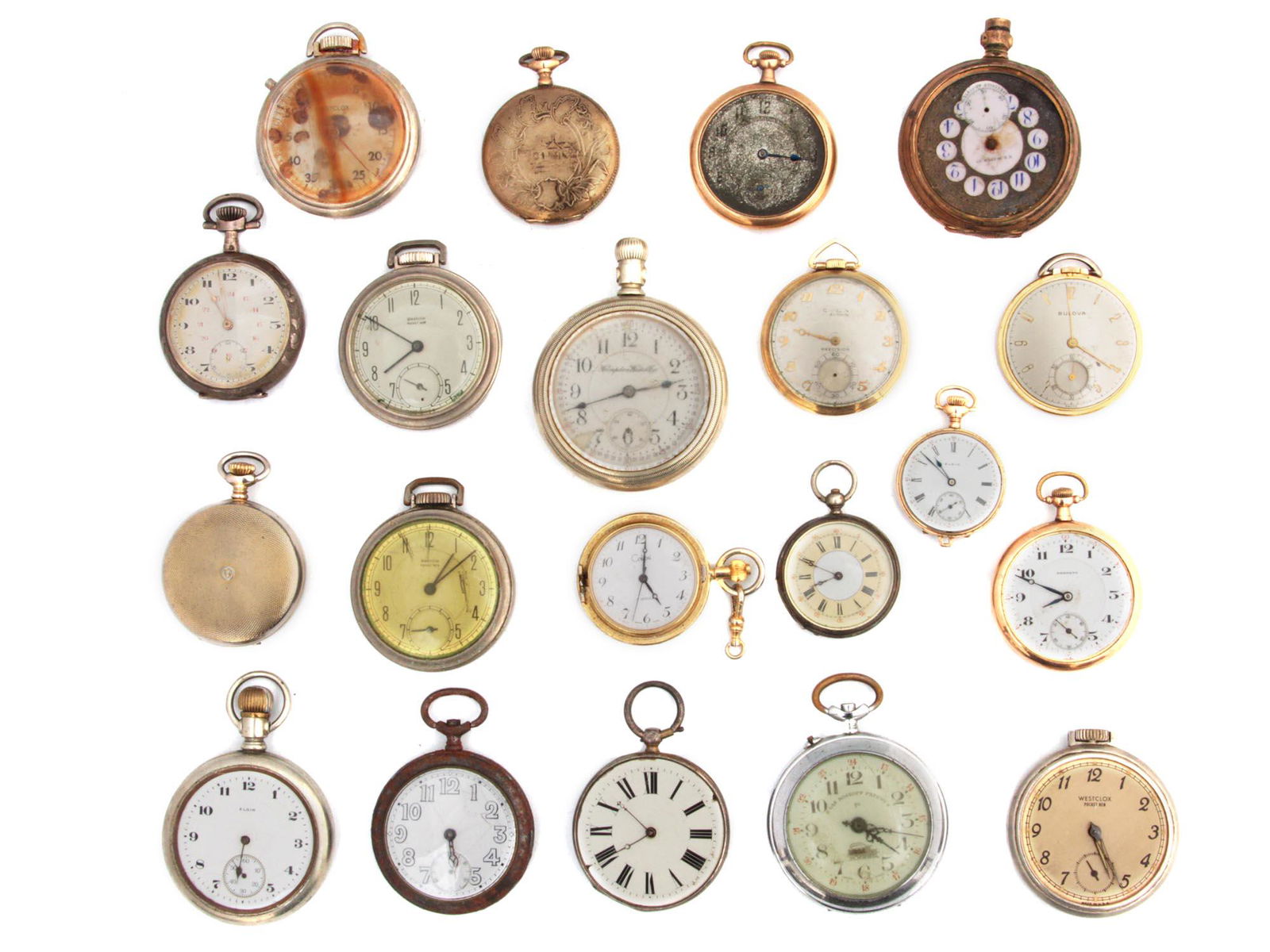 A LOT OF ANTIQUE POCKET WATCH WESTCLOX ELGIN (1 of 7)