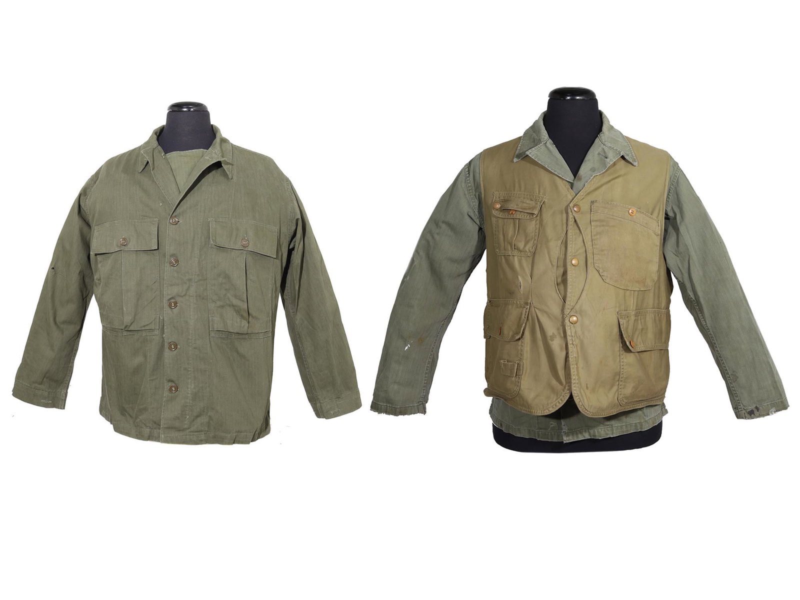TWO HERRINGBONE TWILL UNIFORMS JAKETS, WW2 (1 of 18)