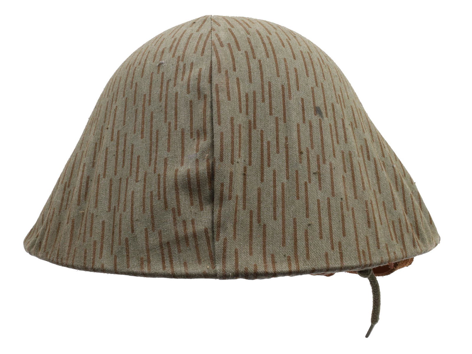 A SWISS OR DANISH ARMY MILITARY HELMET WITH LINER: In its original form with genuine liner and camouflage cover.