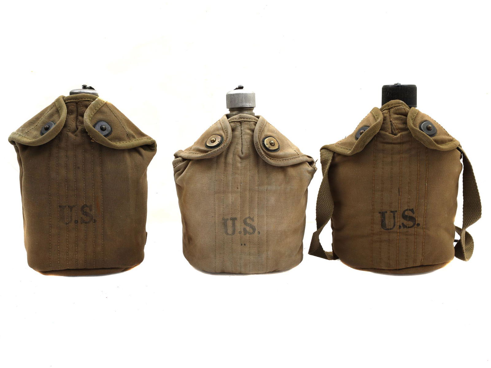 Three Us Army Ww2 Flasks Canteens With Engraving