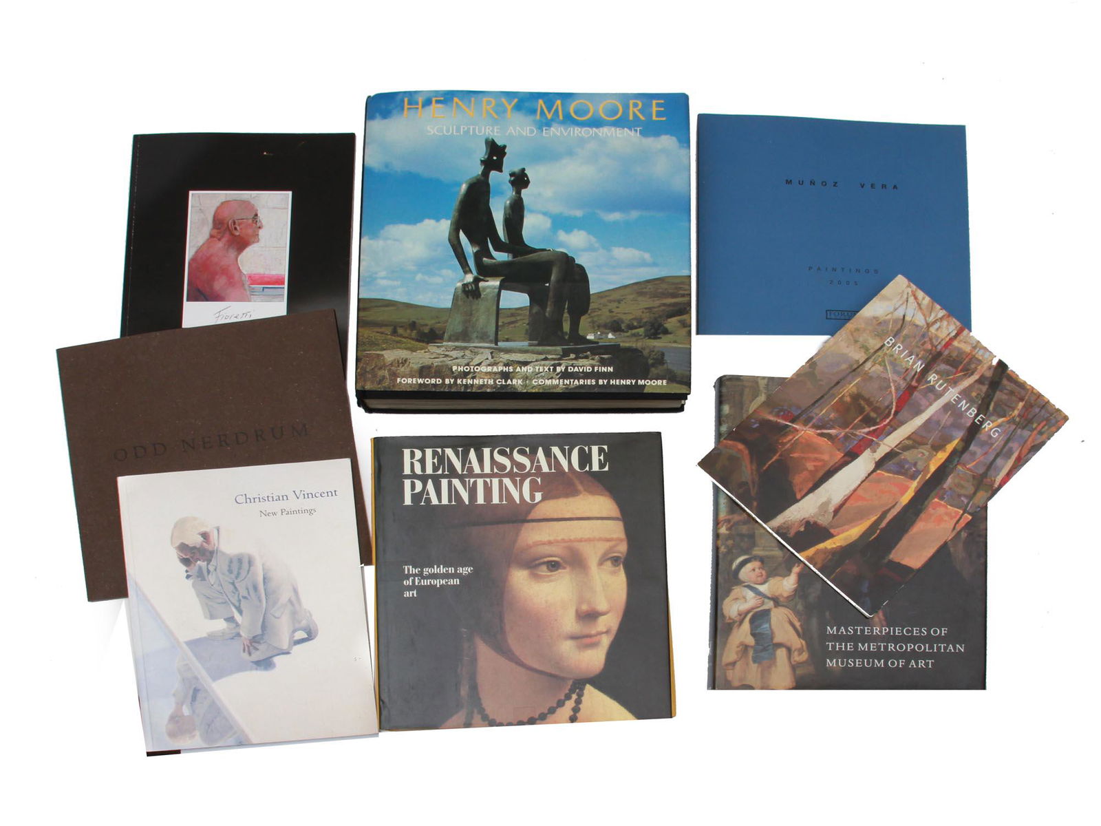 LOT OF EIGHT ART BOOKS FIORETTI MOORE VINCENT MET: A lot of eight art books. The first: Masterpieces of the Metropolitan Museum of Art Hardcover by Barbara Burn (Editor), Philippe De Montebello (Introduction), hardcover, Publisher Bulfinch Pr, 1993, E