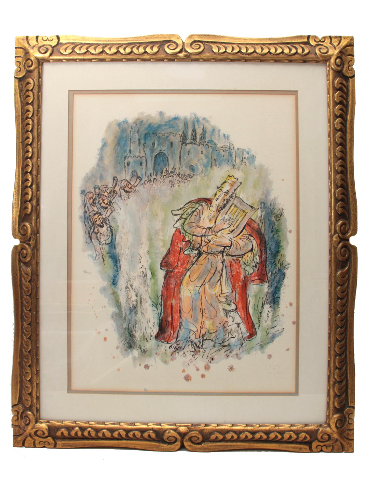 A SIGNED COLORED LITHOGRAPH BY REUVEN RUBIN (1 of 4)