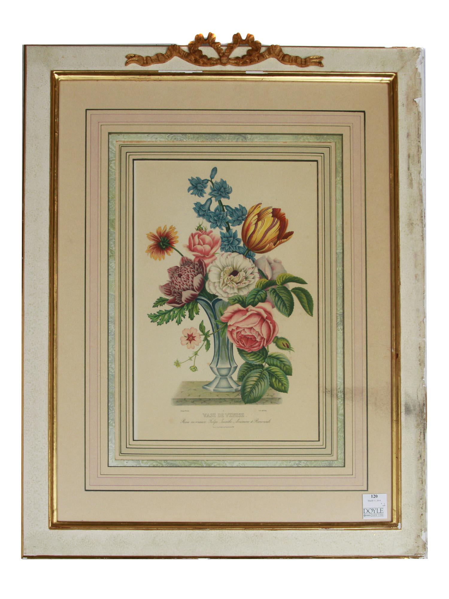 AN ANTIQUE FRAMED LITHOGRAPH VASE DE VENISE (1 of 4)