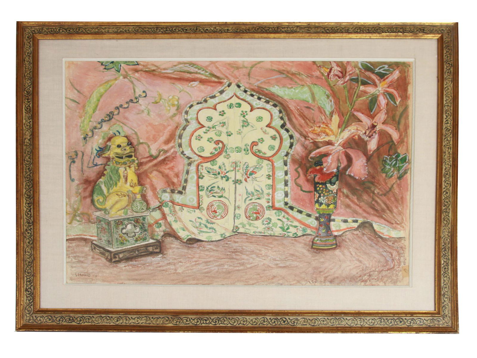 A WATERCOLOR ON PAPER PAINTING SIGNED LENNARD (1 of 2)