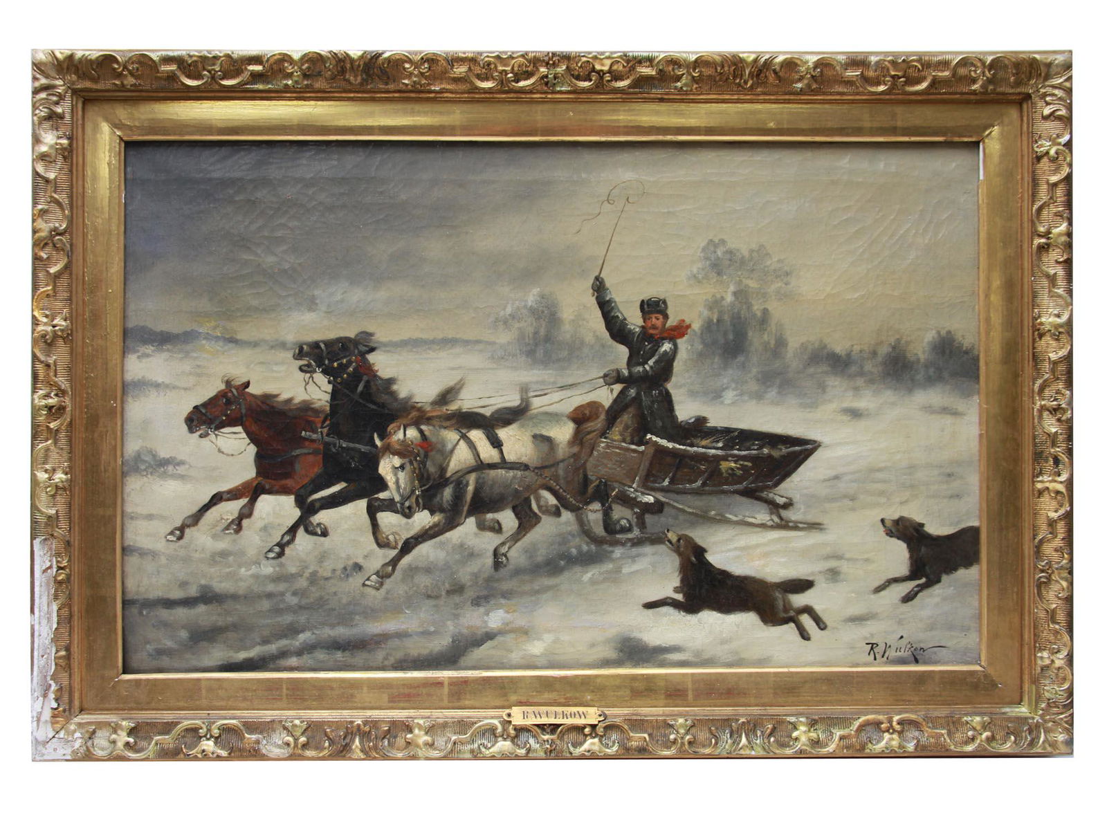 RUSSIAN OIL PAINTING ON CANVAS SIGNED BY R WULKOW (1 of 6)