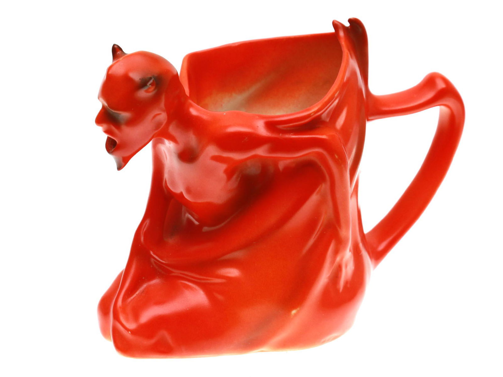A ROYAL BAYREUTH PORCELAIN RED DEVIL MILK PITCHER (1 of 6)