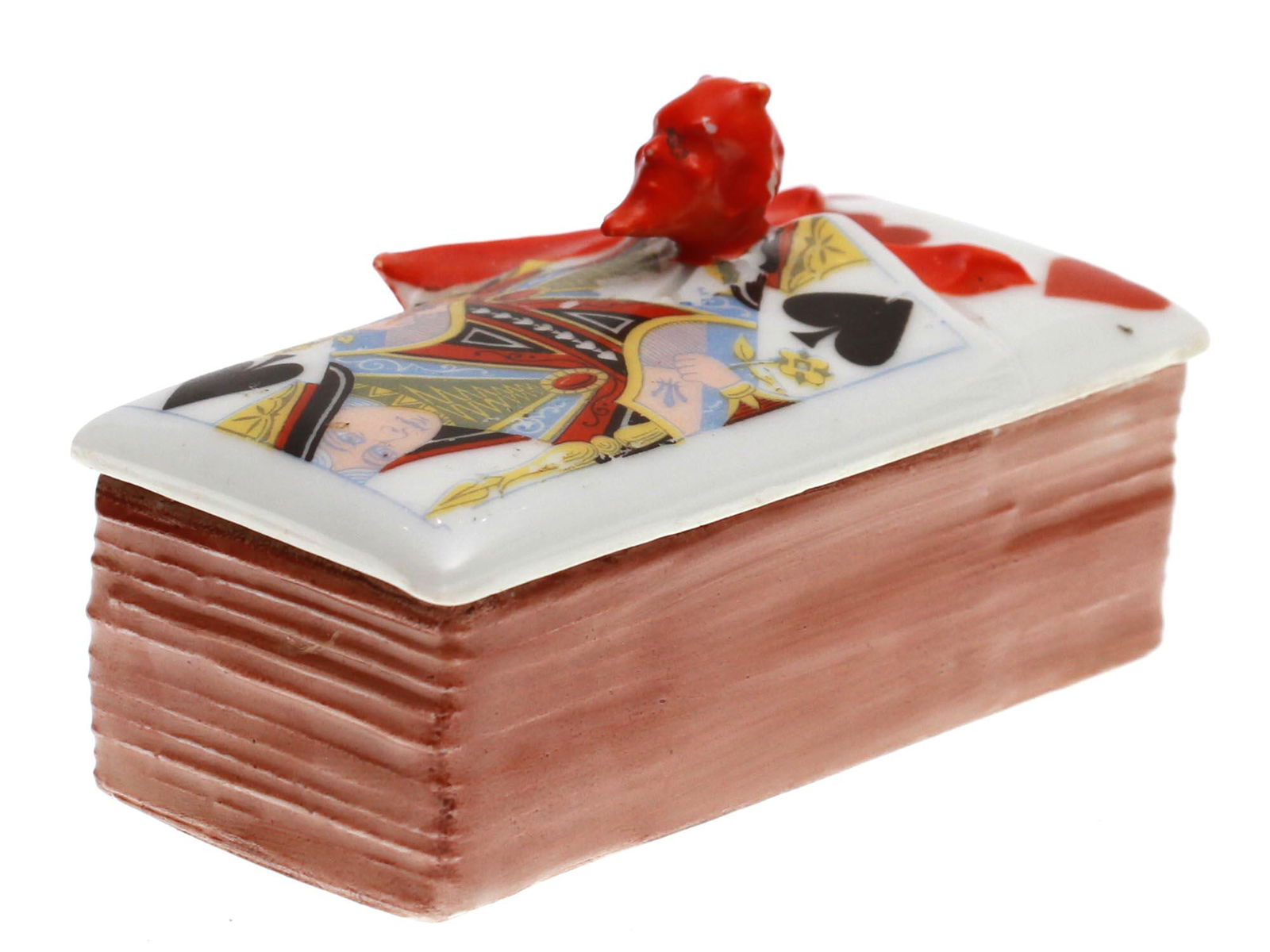 A ROYAL BAYREUTH PORCELAIN DEVIL & CARDS STAMP BOX (1 of 8)