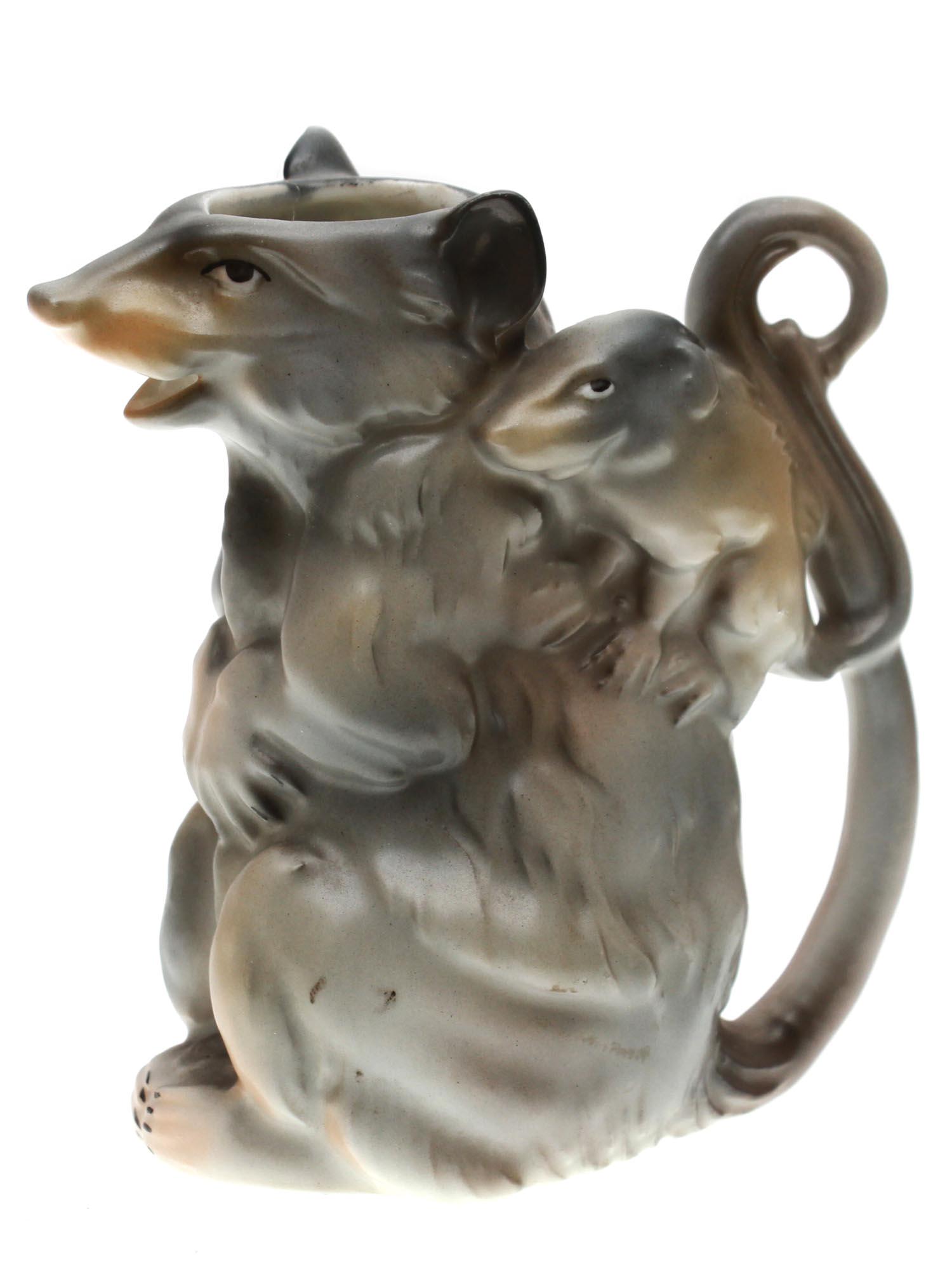 A ROYAL BAYREUTH PORCELAIN TWO RATS CREAMER (1 of 4)