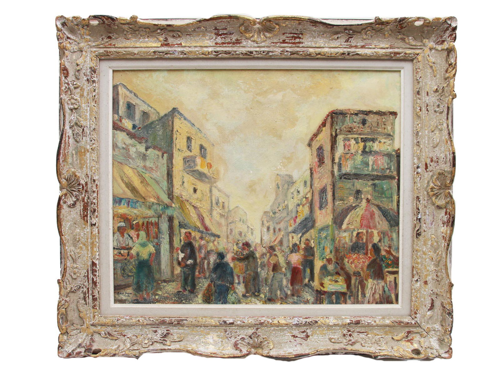 VINTAGE OIL PAINTING ON CANVAS SIGNED BY BEN JAM (1 of 3)