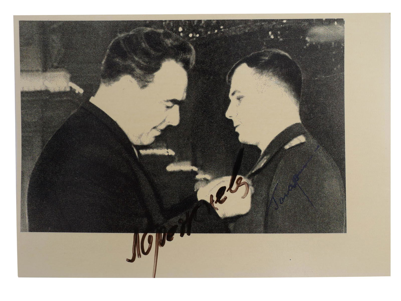 A SOVIET SIGNED PHOTO OF GAGARIN AND BREZHNEV (1 of 1)