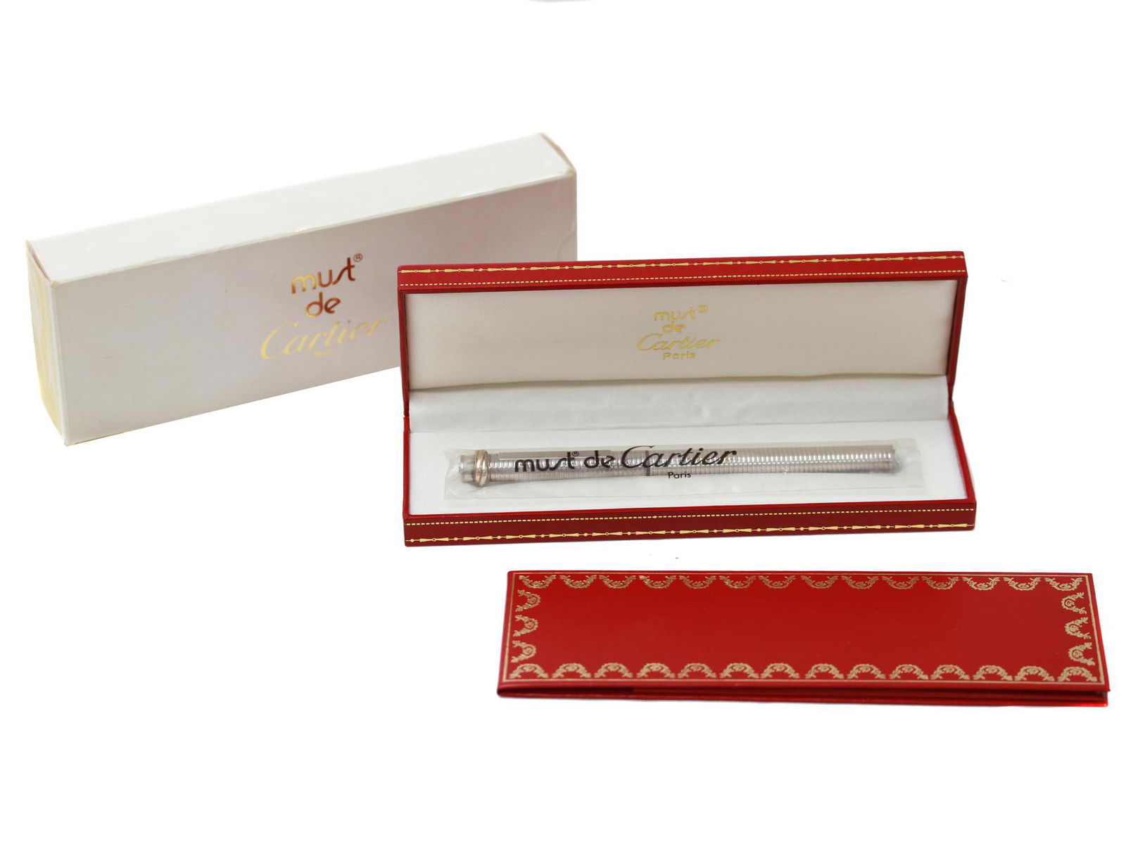 FRENCH MUST DE CARTIER SILVER GOLD FELT TIP PEN (1 of 12)