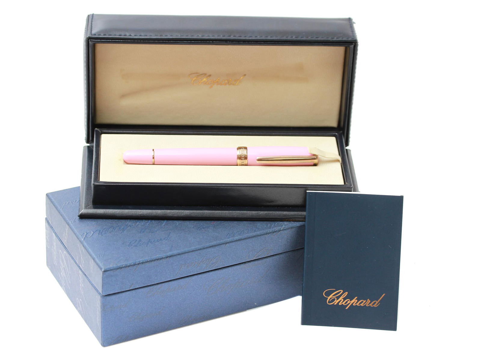 VINTAGE SWISS CHOPARD GOLD AND PINK BALLPOINT PEN (1 of 12)