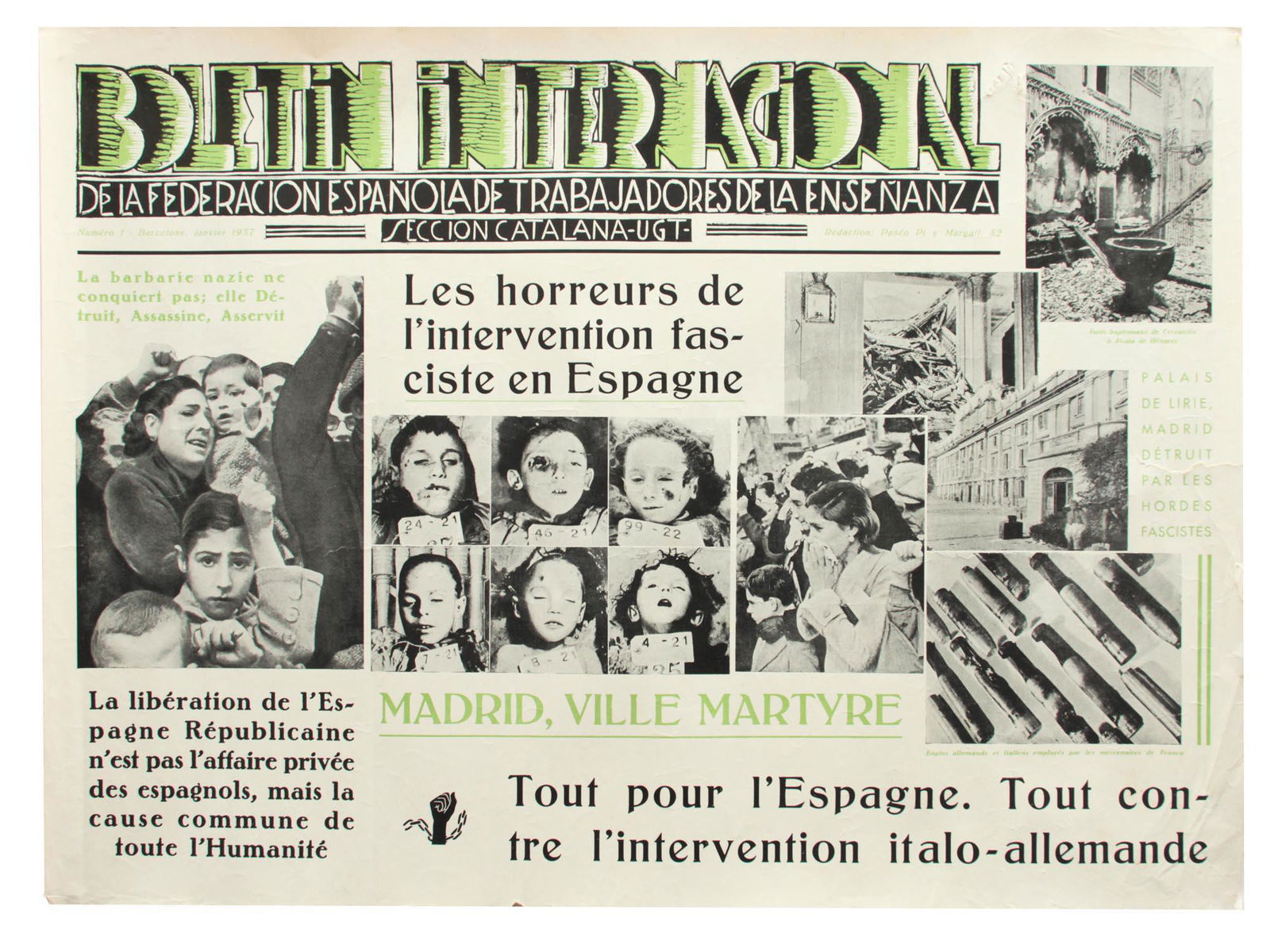 AN ORIGINAL SPAIN ANTI-FASCIST PROPAGANDA POSTER (1 of 5)