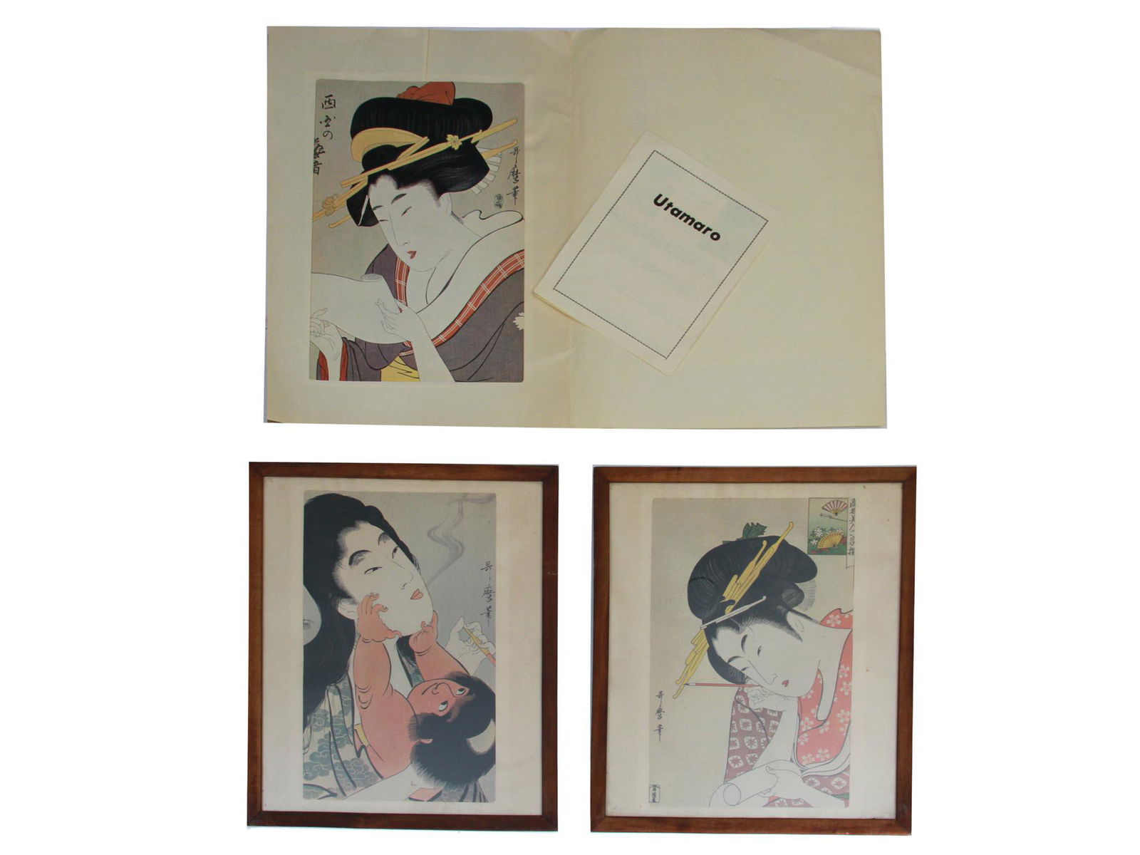 AFTER UTAMARO SET OF 3 JAPANESE WOODBLOCK PRINTS (1 of 8)