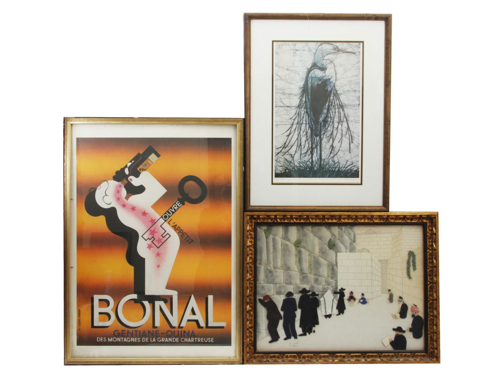 THREE VINTAGE FRAMED ARTWORKS (1 of 12)