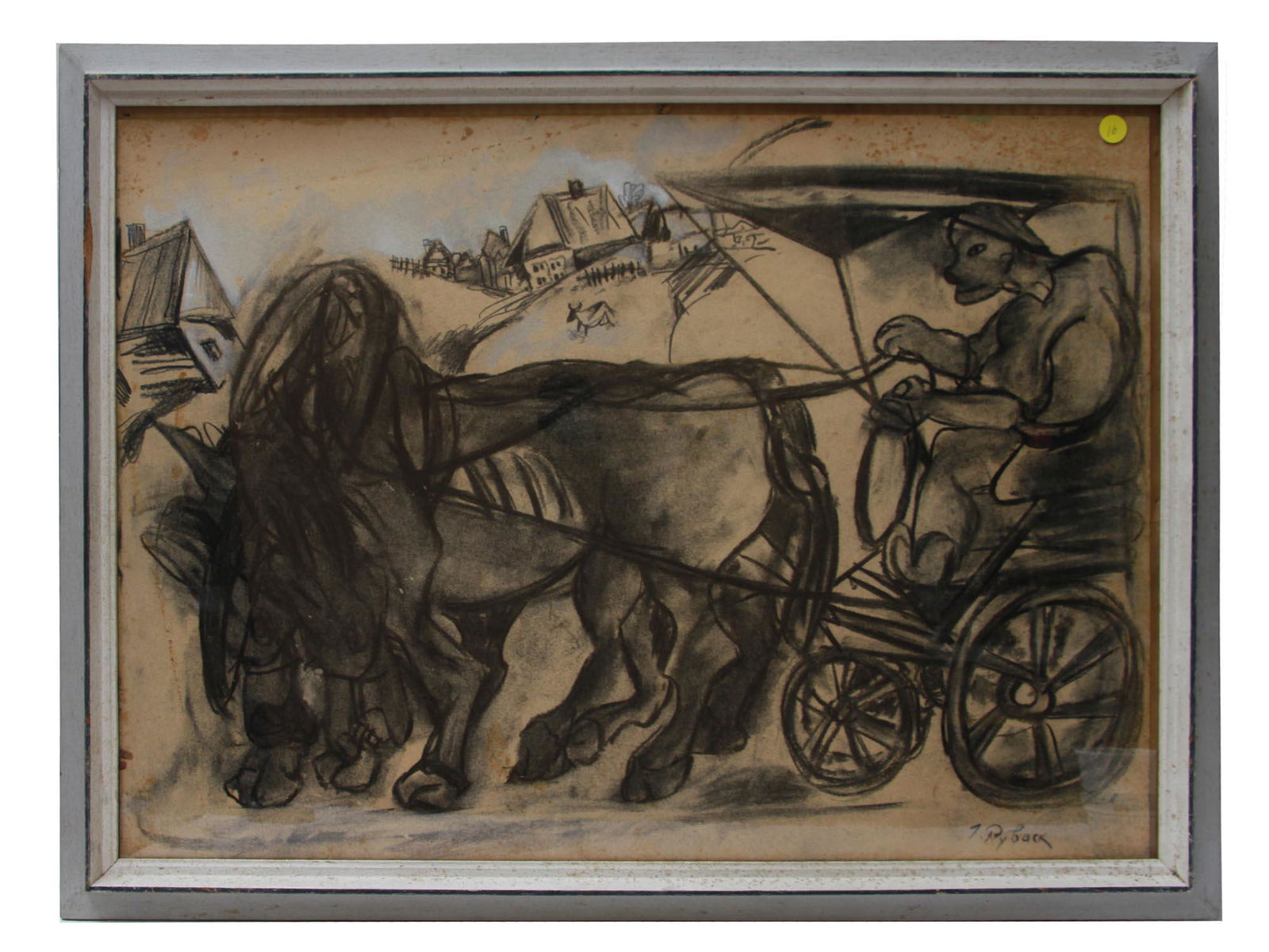 RUSSIAN CHARCOAL PAINTING BY ISSACHAR BER RYBACK (1 of 6)
