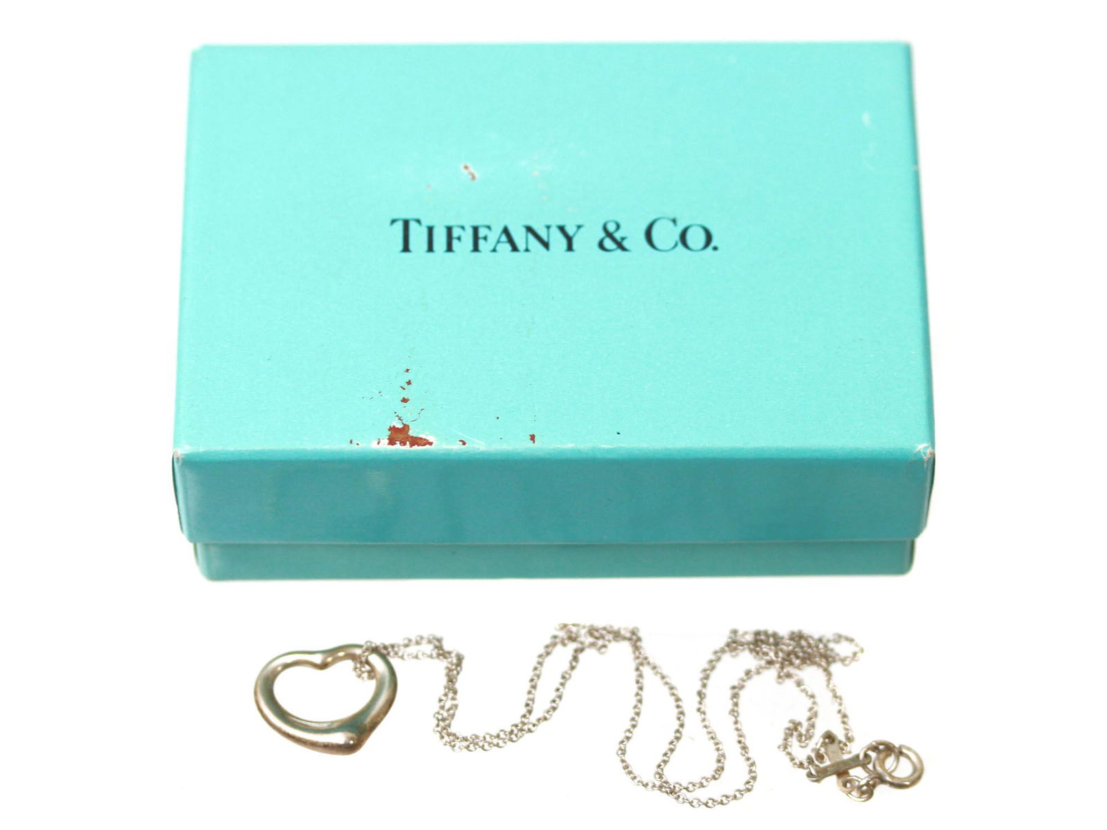 A TIFFANY & CO SILVER OPEN HEART NECKLACE PENDANT (1 of 9)