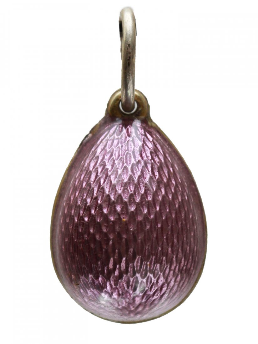 A RUSSIAN SILVER AND ENAMEL EGG PENDANT (1 of 8)