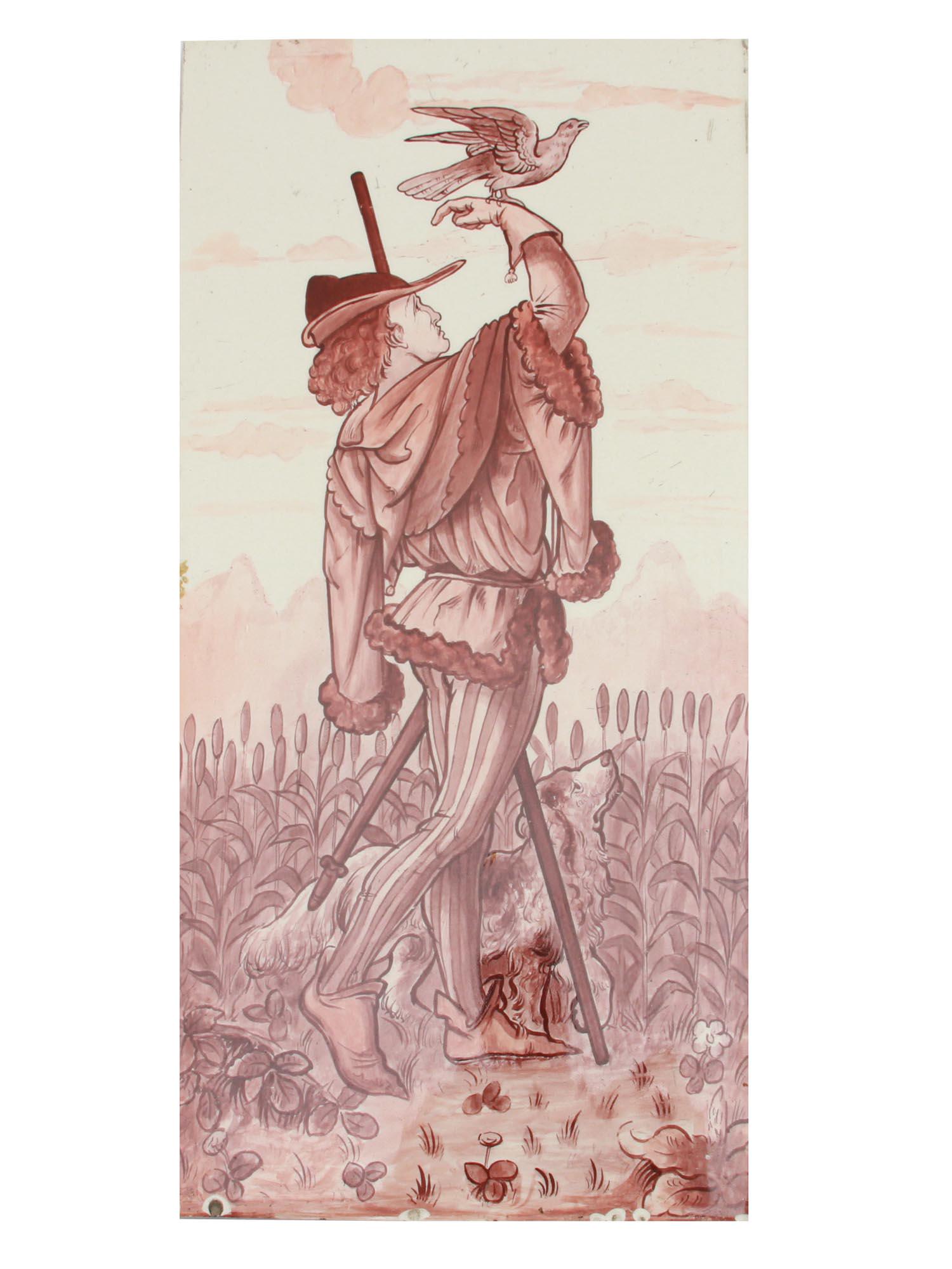 ANTIQUE CERAMIC PLAQUE COPELAND FAIRYTALE SCENE (1 of 3)