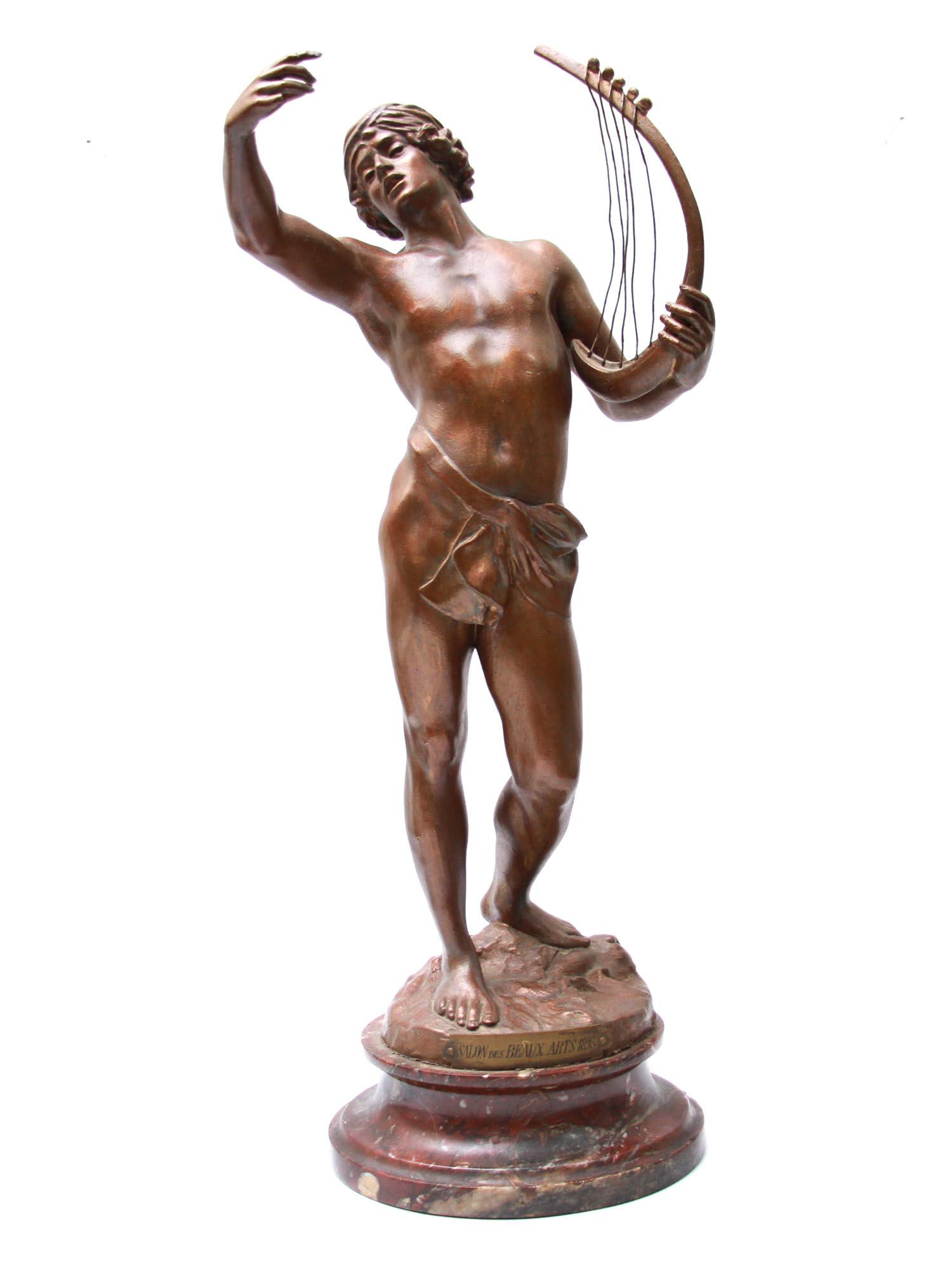 AN ANTIQUE BRONZE DAVID BEFORE SAUL BY G. BAREAU (1 of 8)