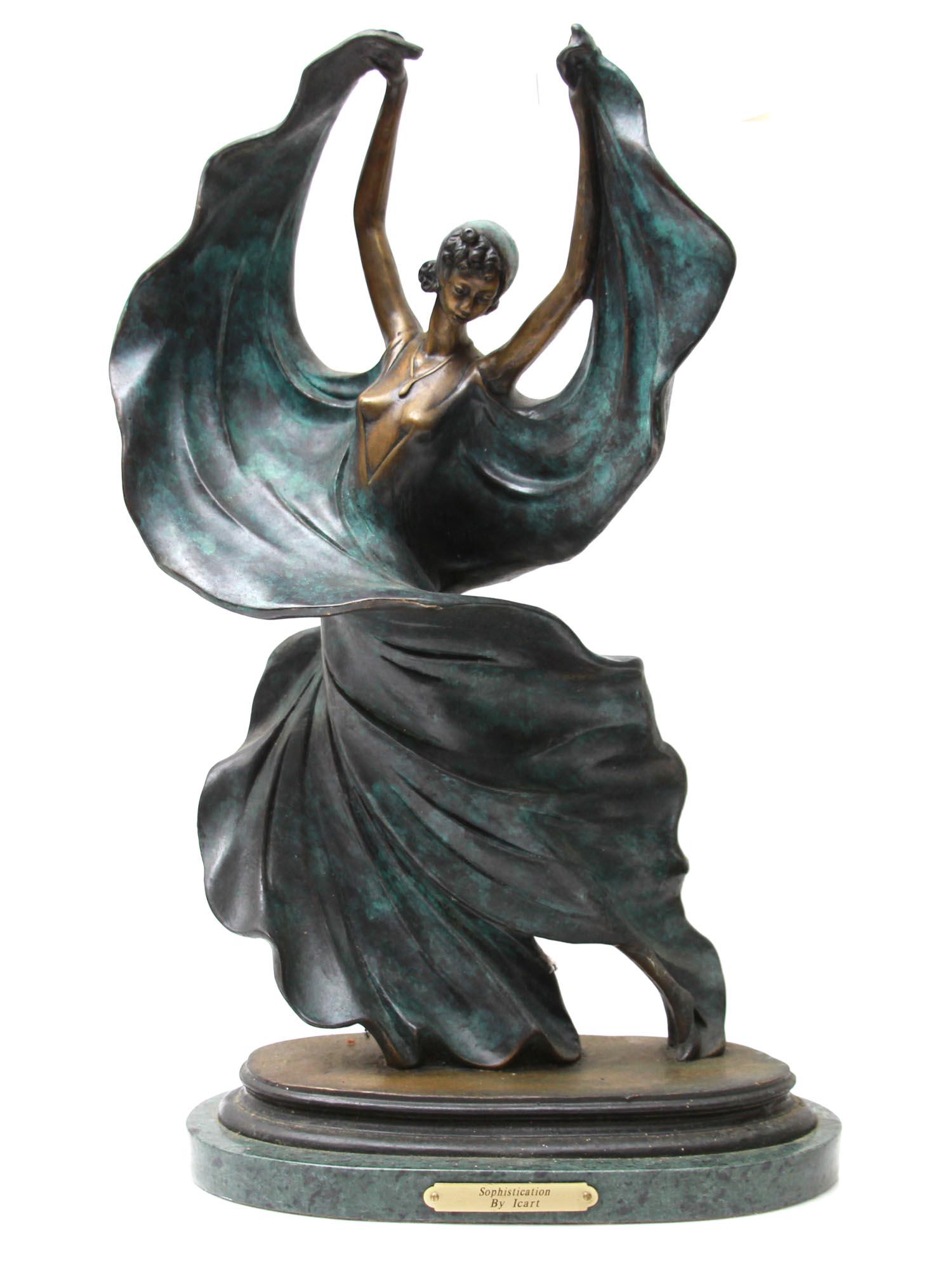 AFTER LOUIS ICART FRENCH BRONZE SCULPTURE DANCER (1 of 7)