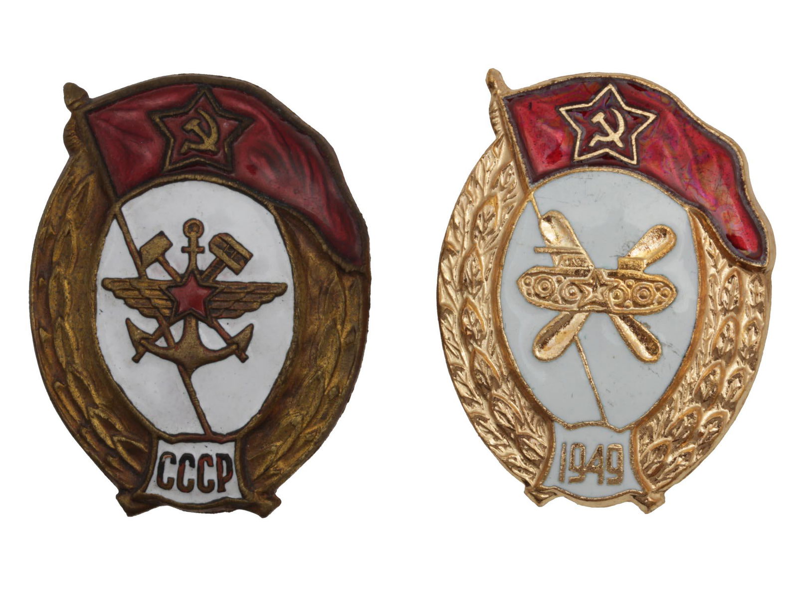 A WWII RUSSIAN SOVIET SET OF TWO ENAMEL BADGES (1 of 3)