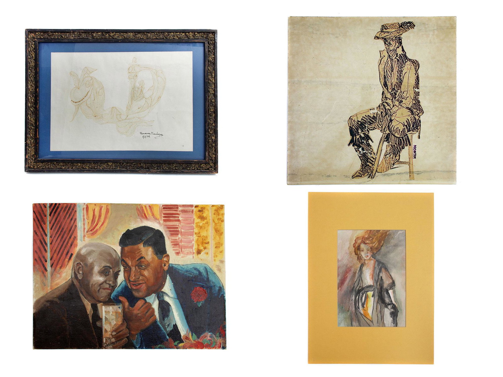 A LOT OF FOUR VINTAGE ARTWORKS (1 of 9)