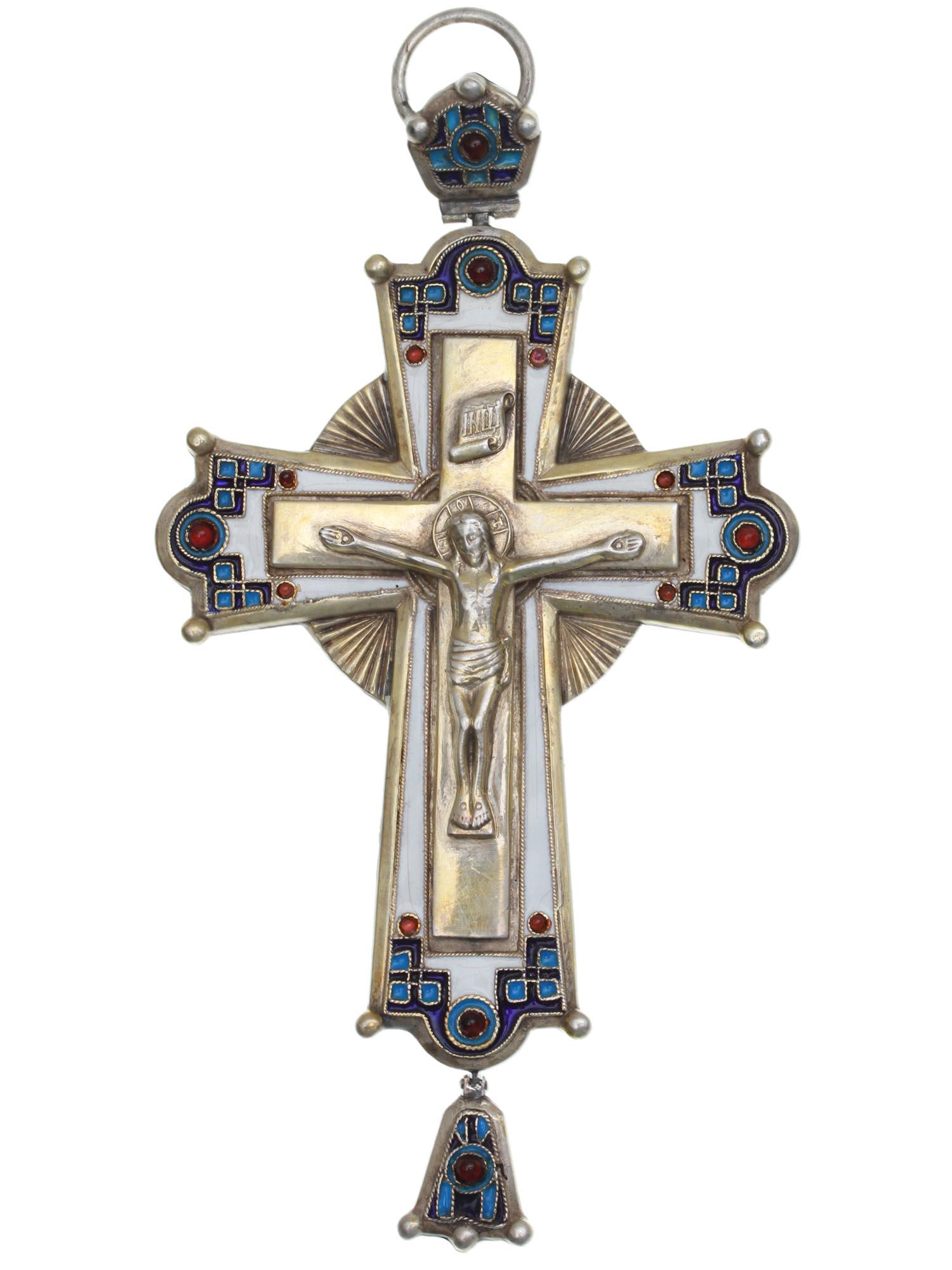 A RUSSIAN ORTHODOX SILVER AND ENAMEL CROSS (1 of 9)