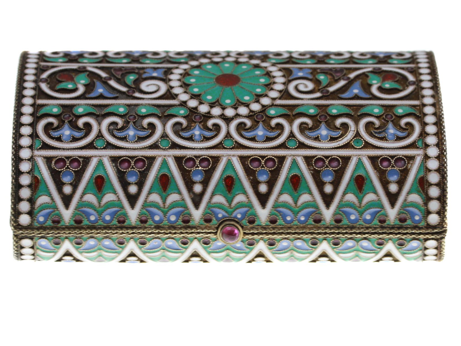 A RUSSIAN GILT SILVER AND ENAMEL CIGARETTE CASE (1 of 6)