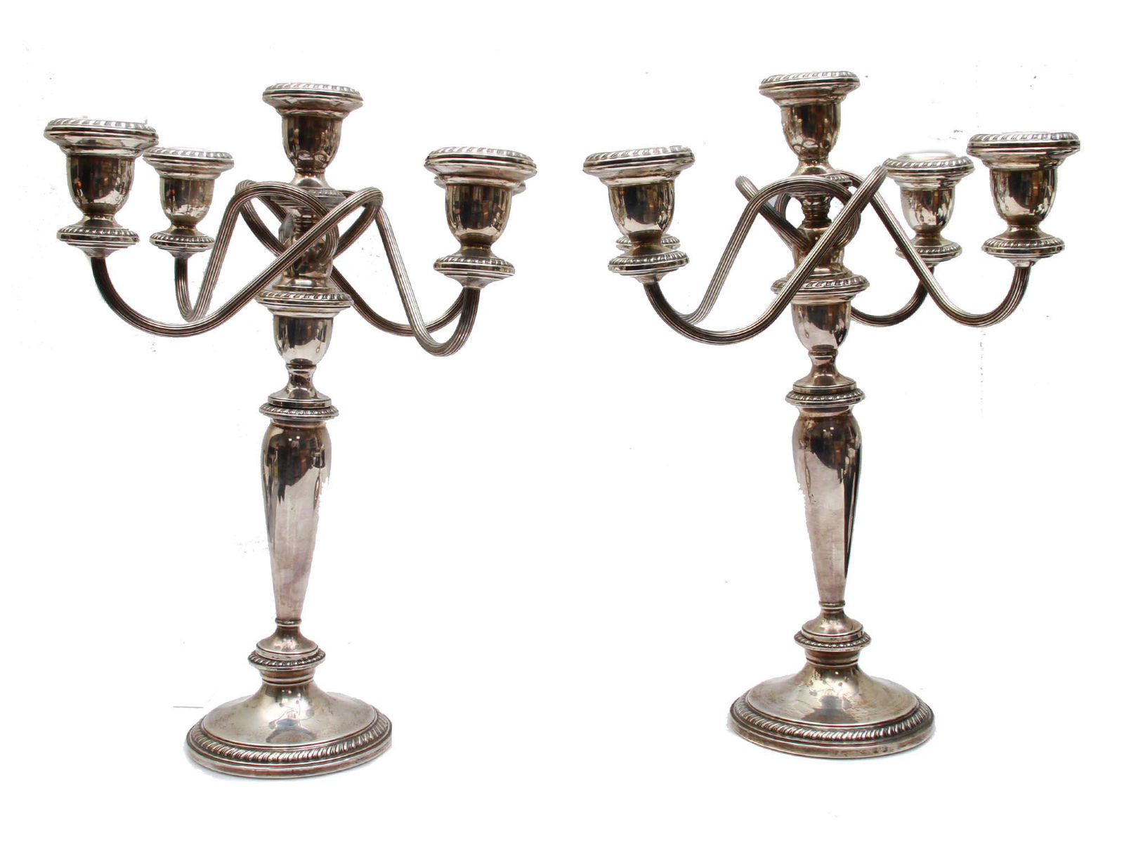 TWO VINTAGE WEIGHTED STERLING SILVER CANDELABRAS (1 of 7)