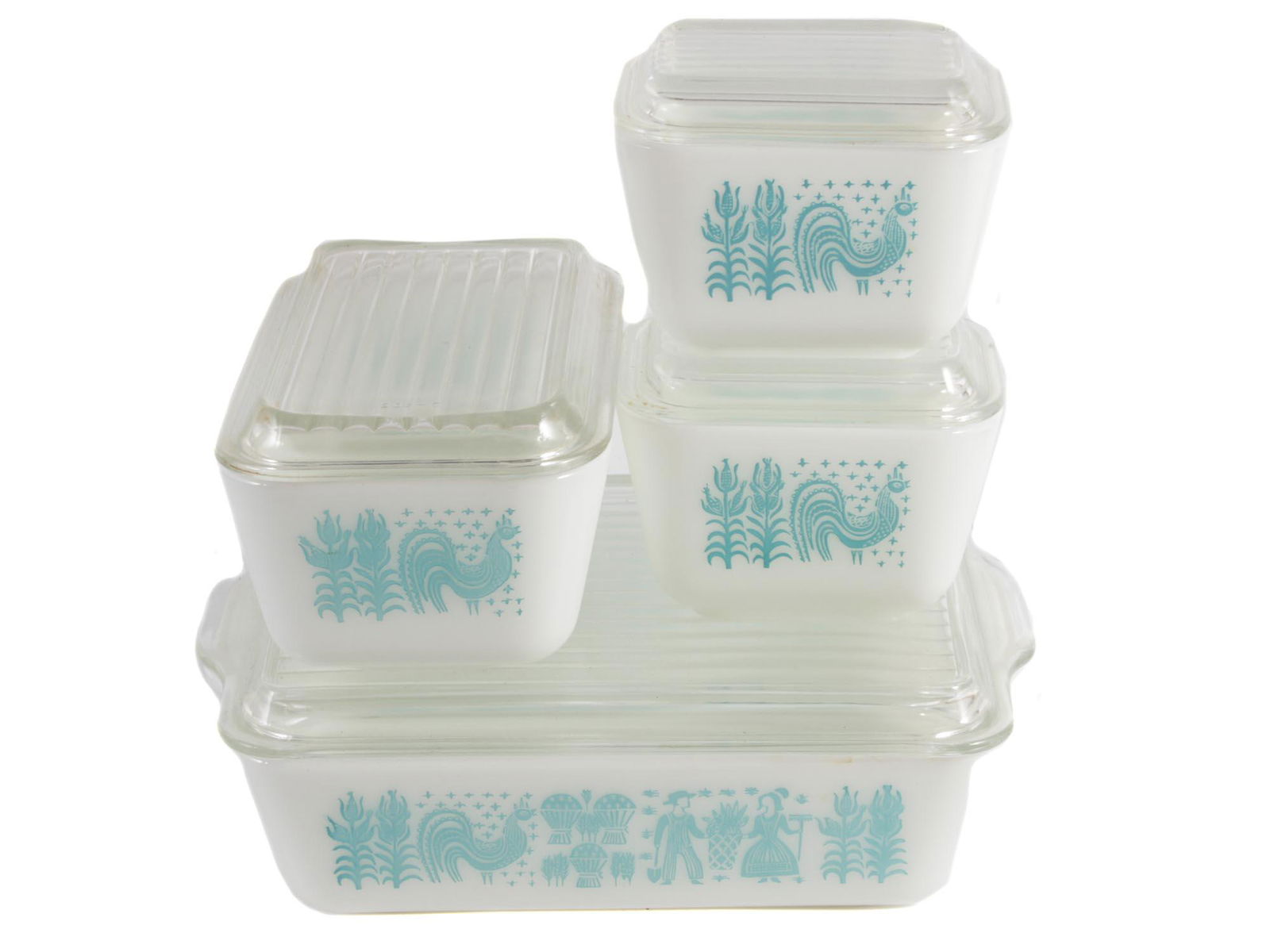 A SET OF 4 PYREX OVENWARE GLASS FOOD STORAGE (1 of 4)
