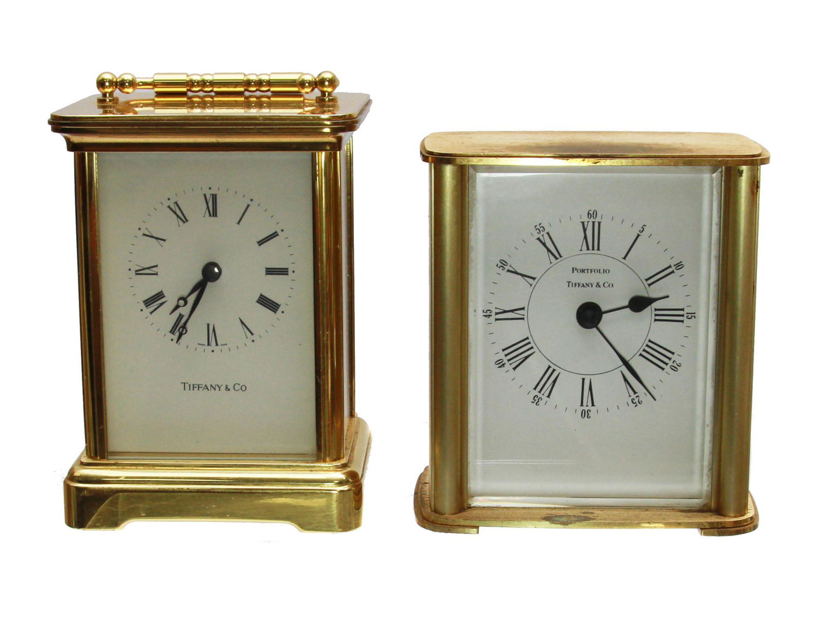 TWO TIFFANY & CO VINTAGE PORTFOLIO CARRIAGE CLOCK (1 of 6)