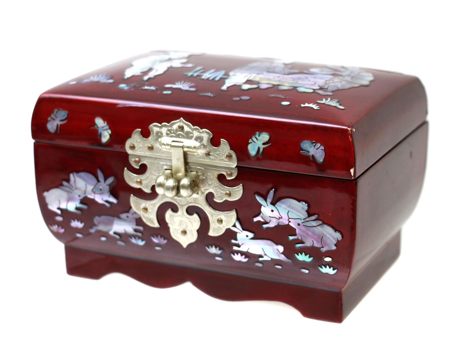 KOREAN LACQUER WITH MOTHER OF PEARL INLAID WOODEN BOX (1 of 9)